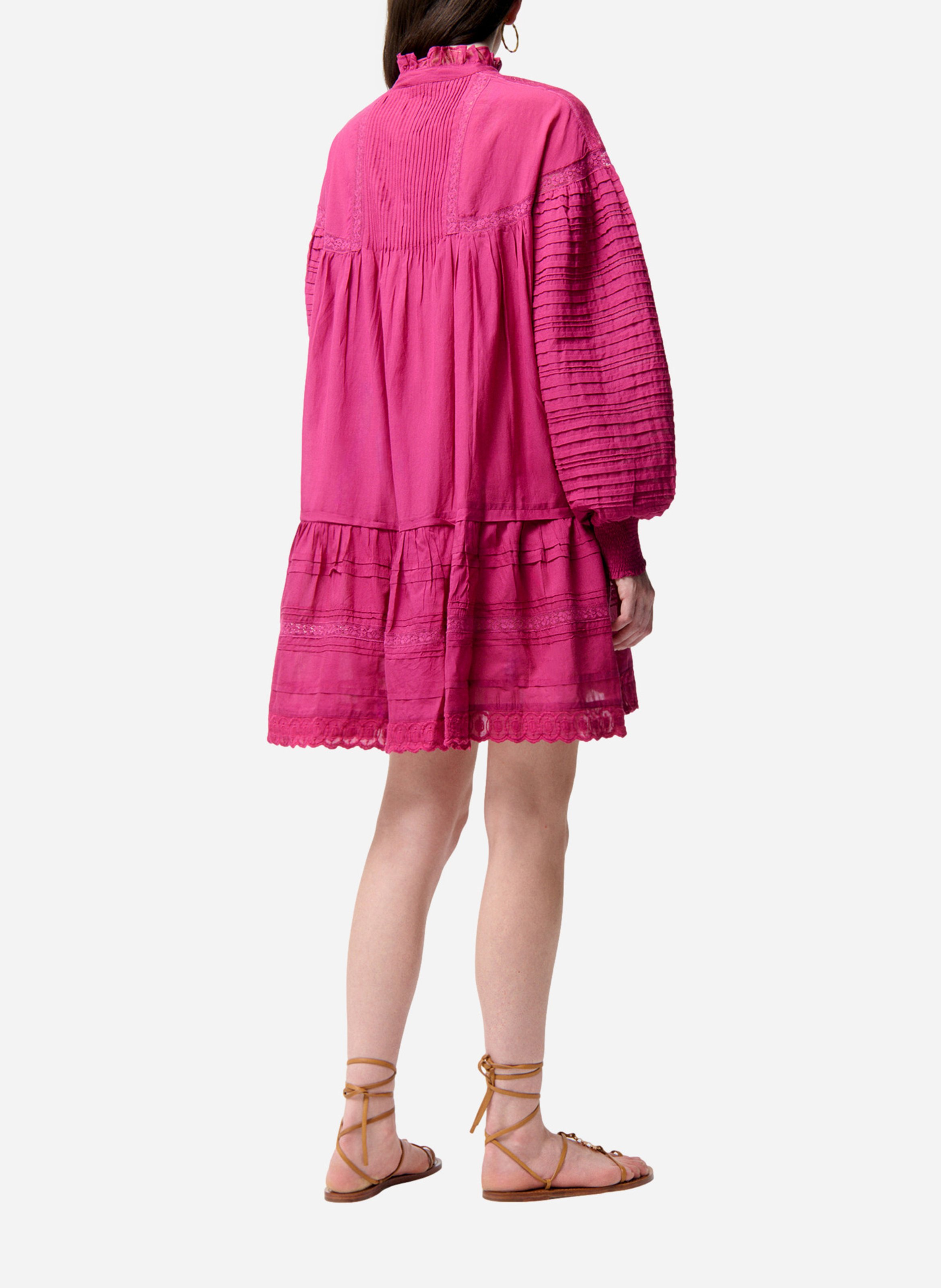 Robe courte trapèze brodée en coton mélangé VANESSA BRUNO Rose