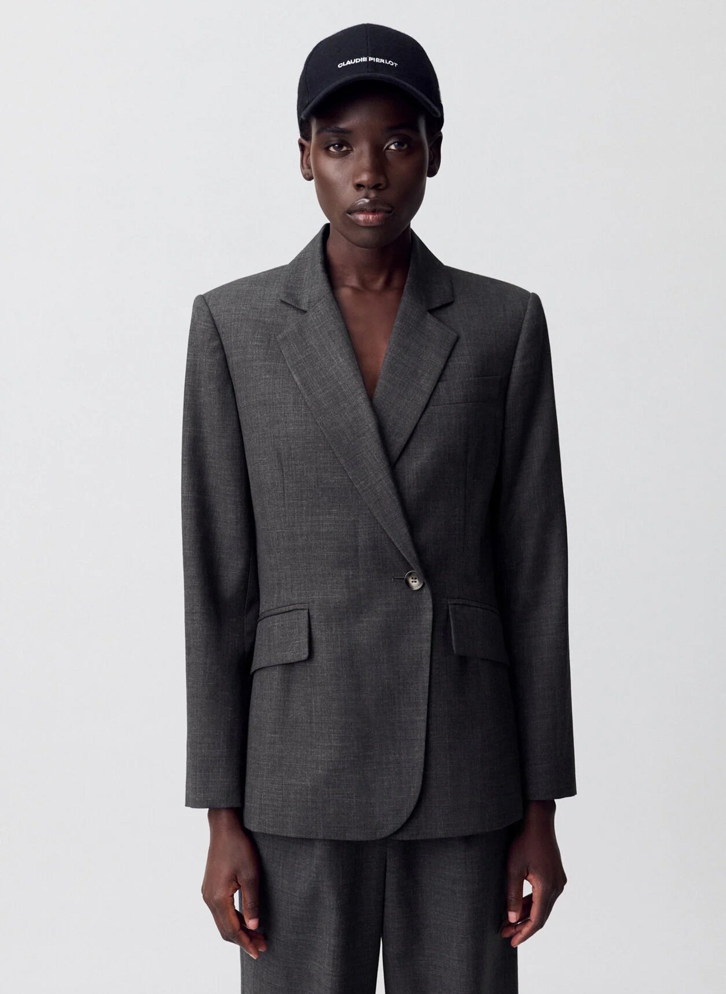 Veste tailleur droite unie CLAUDIE PIERLOT Gris