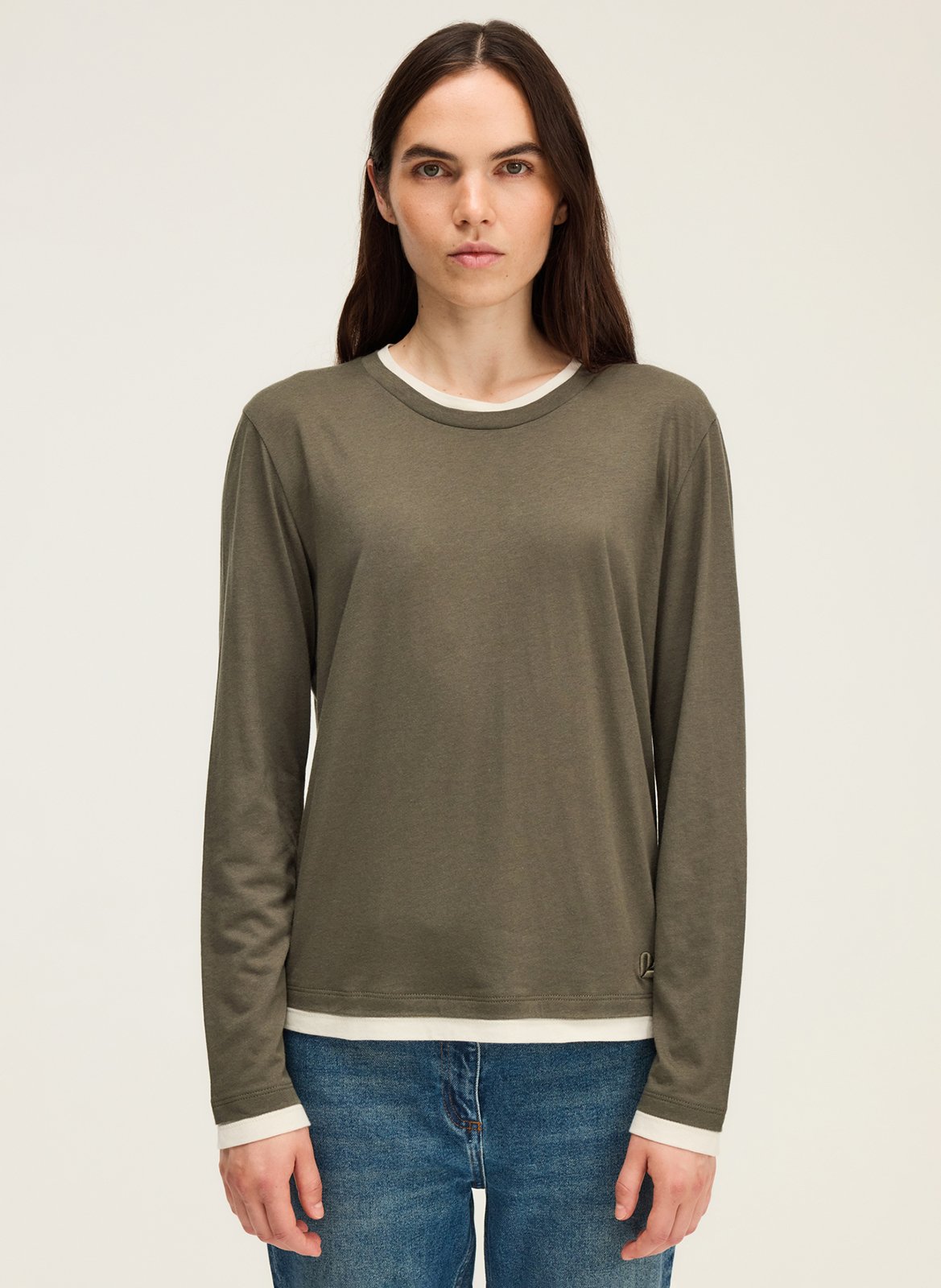 Straight cotton-blend T-shirt PABLO Khaki