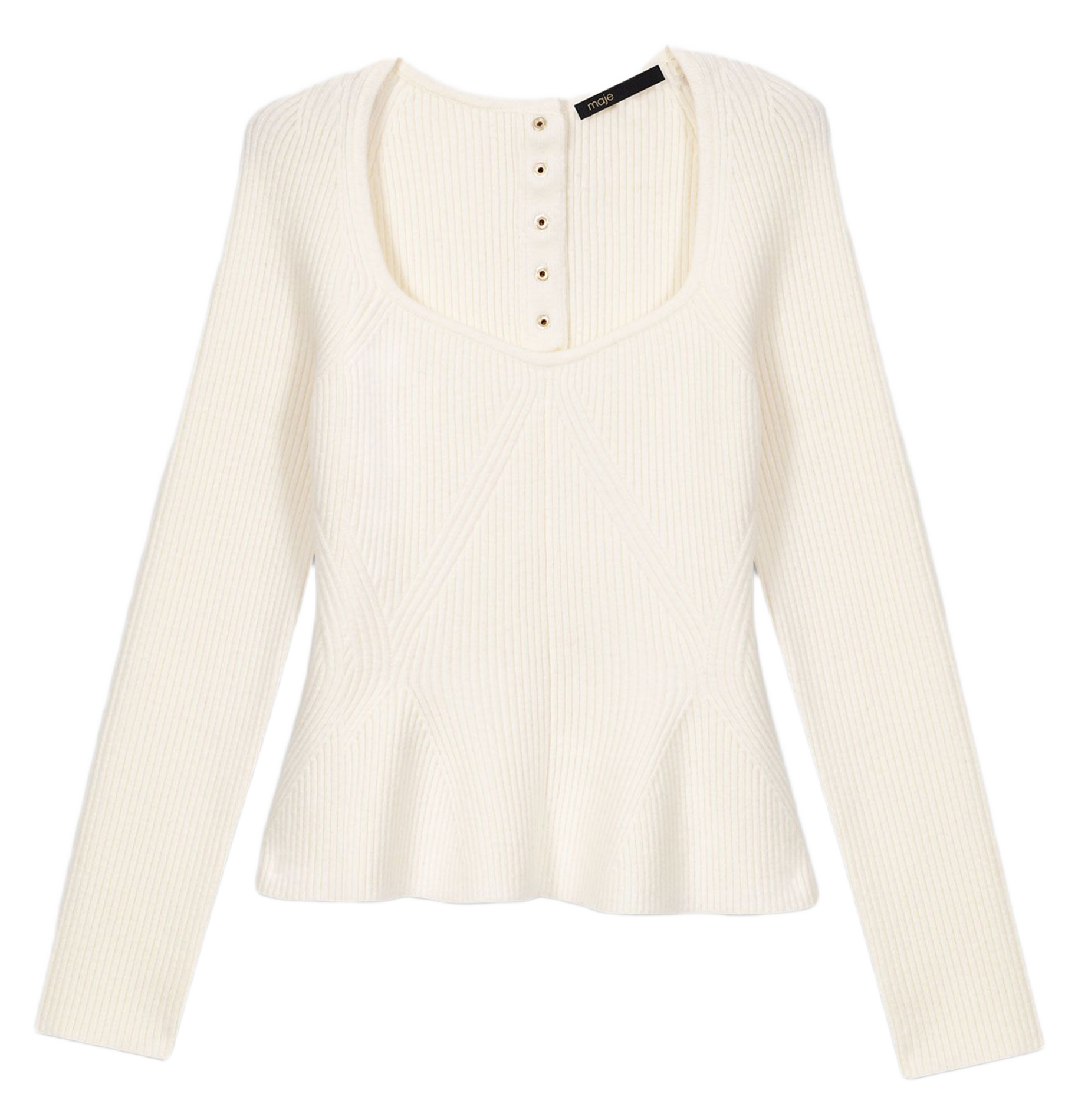 Pull col carré  MAJE Beige