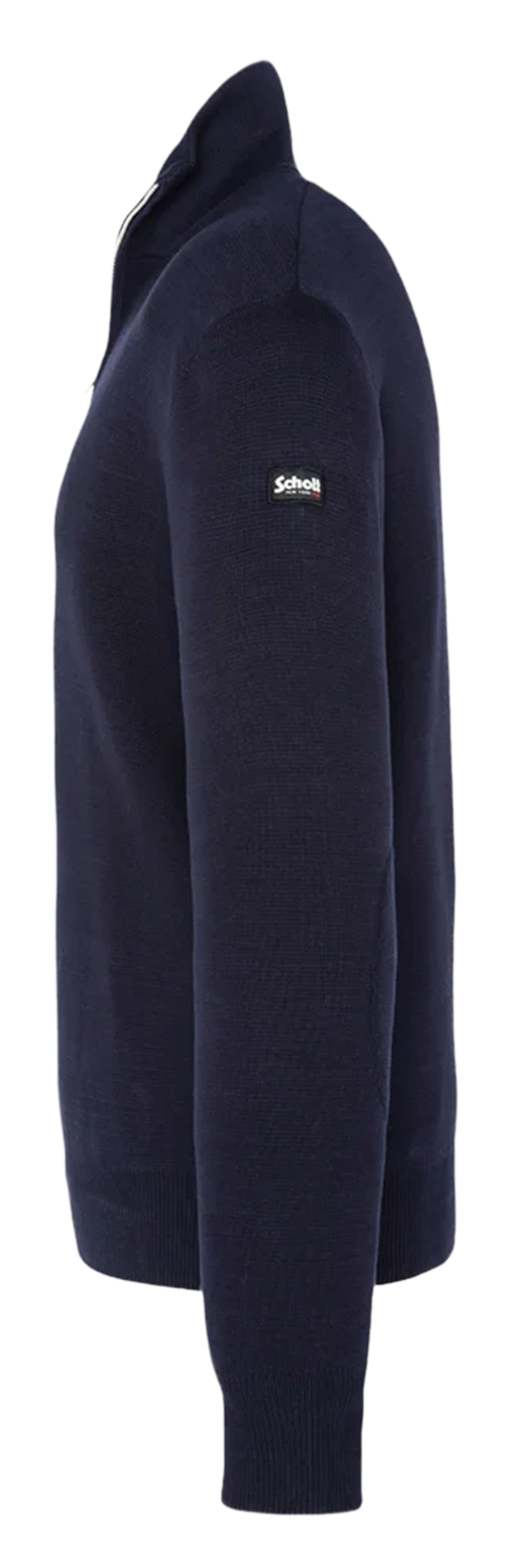 Pull droit col montant zippé en coton  SCHOTT Bleu