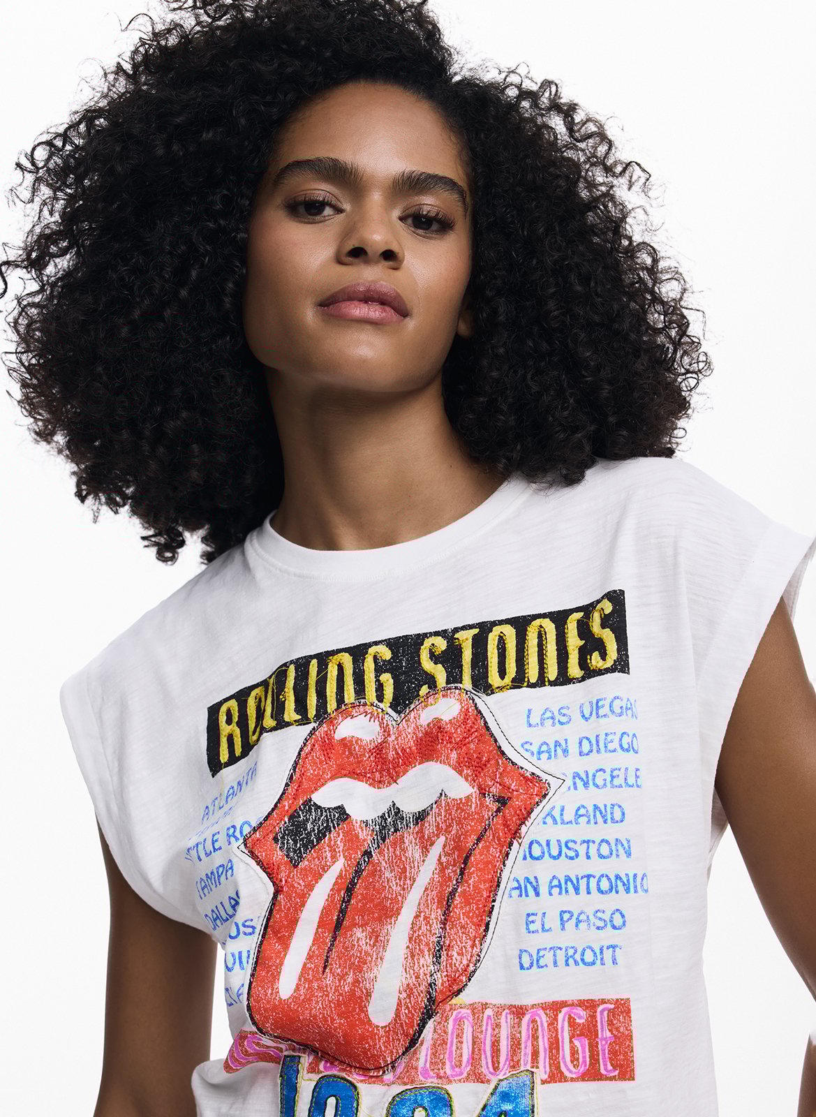 Débardeur à imprimé en coton DESIGUAL Blanc