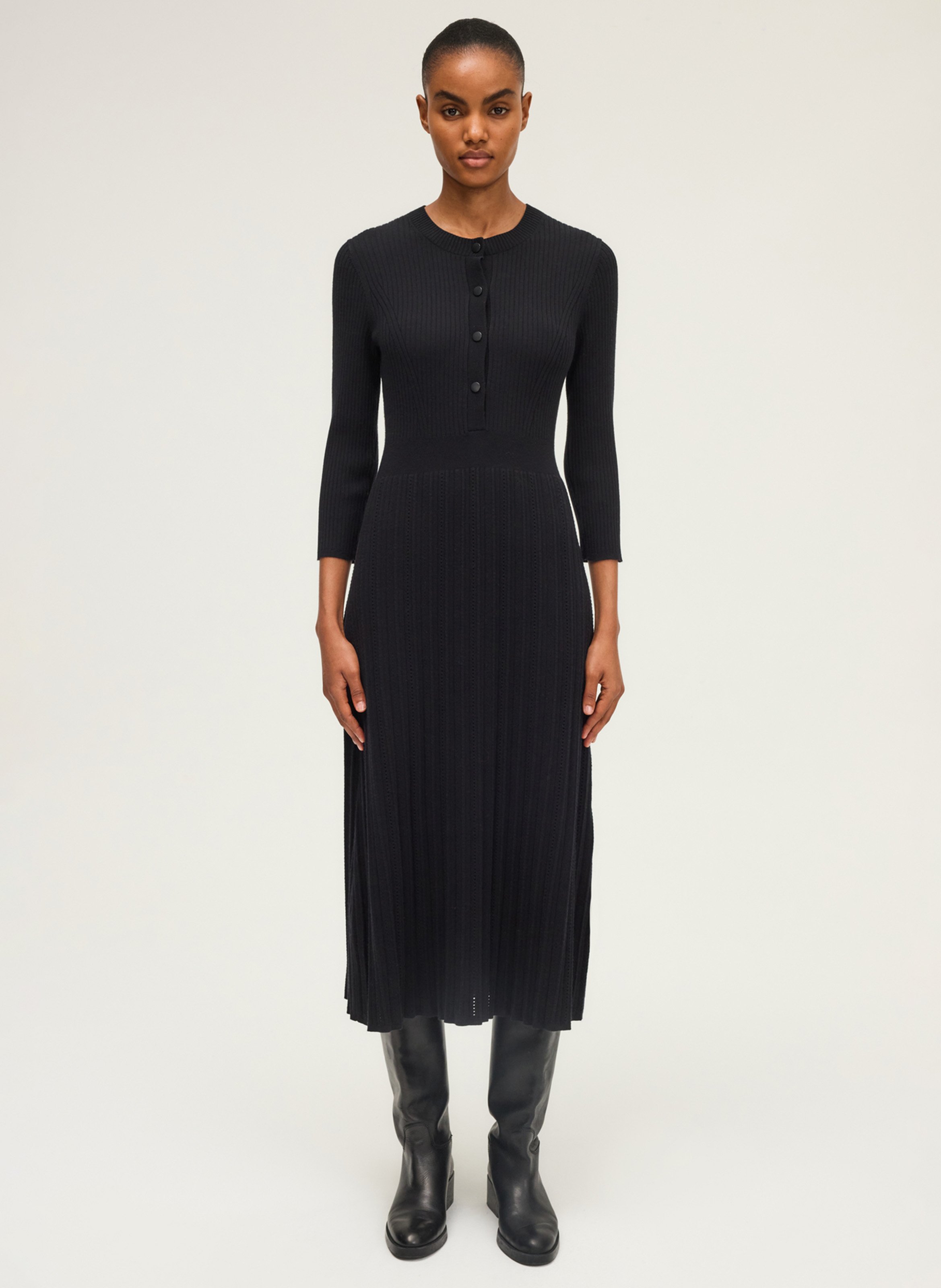 Robe midi col rond  PABLO Noir