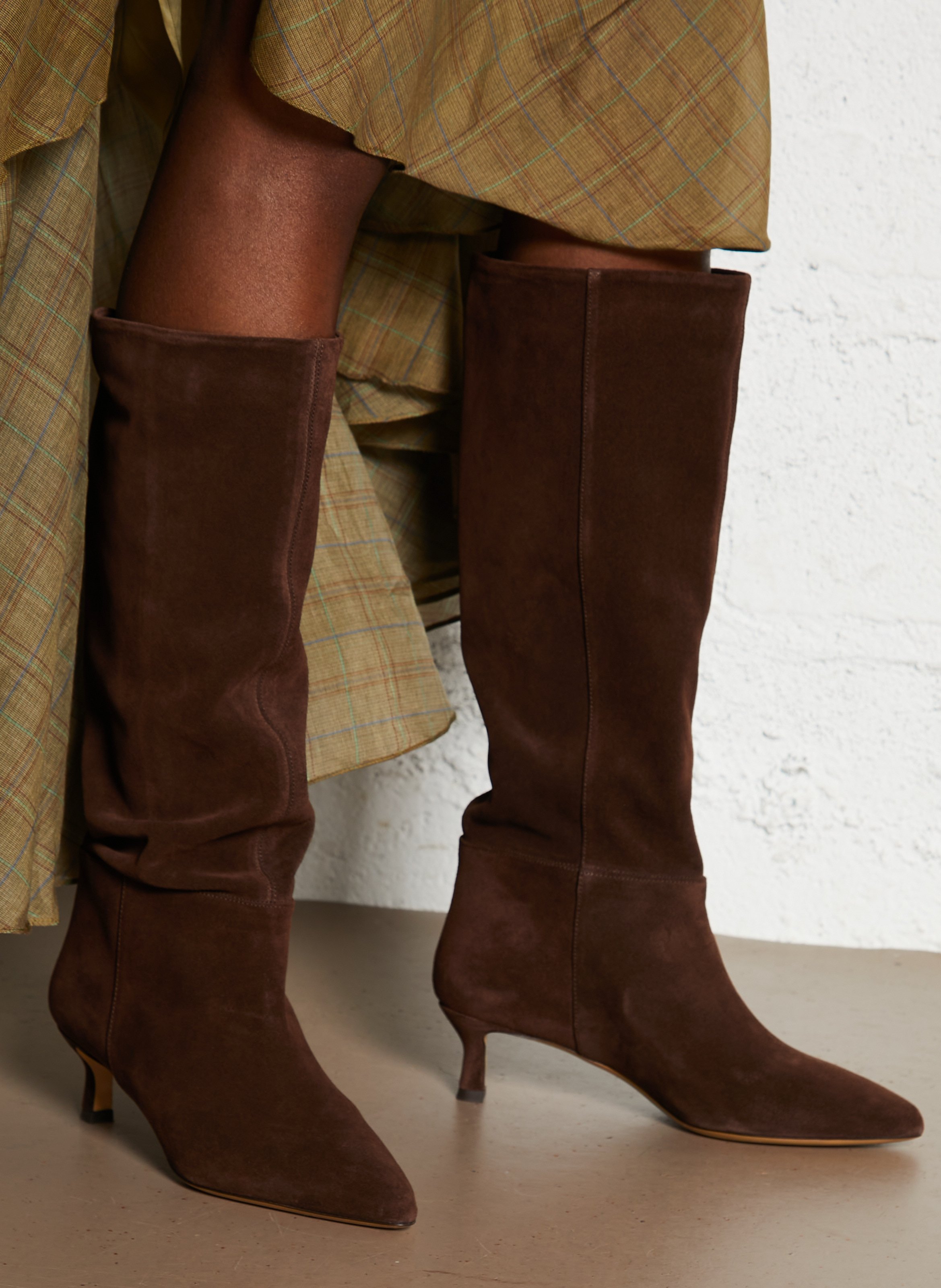 Bottes en cuir velours RIVECOUR Marron