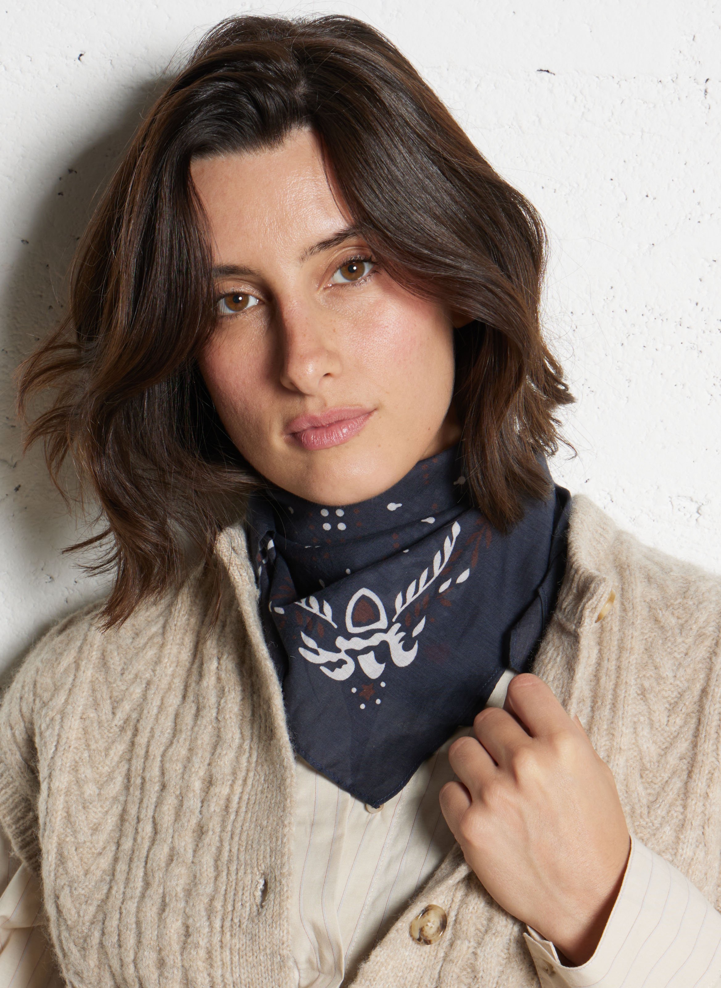 Pañuelo de algodón con estampado de pañuelo bandana. FEEKA Negro