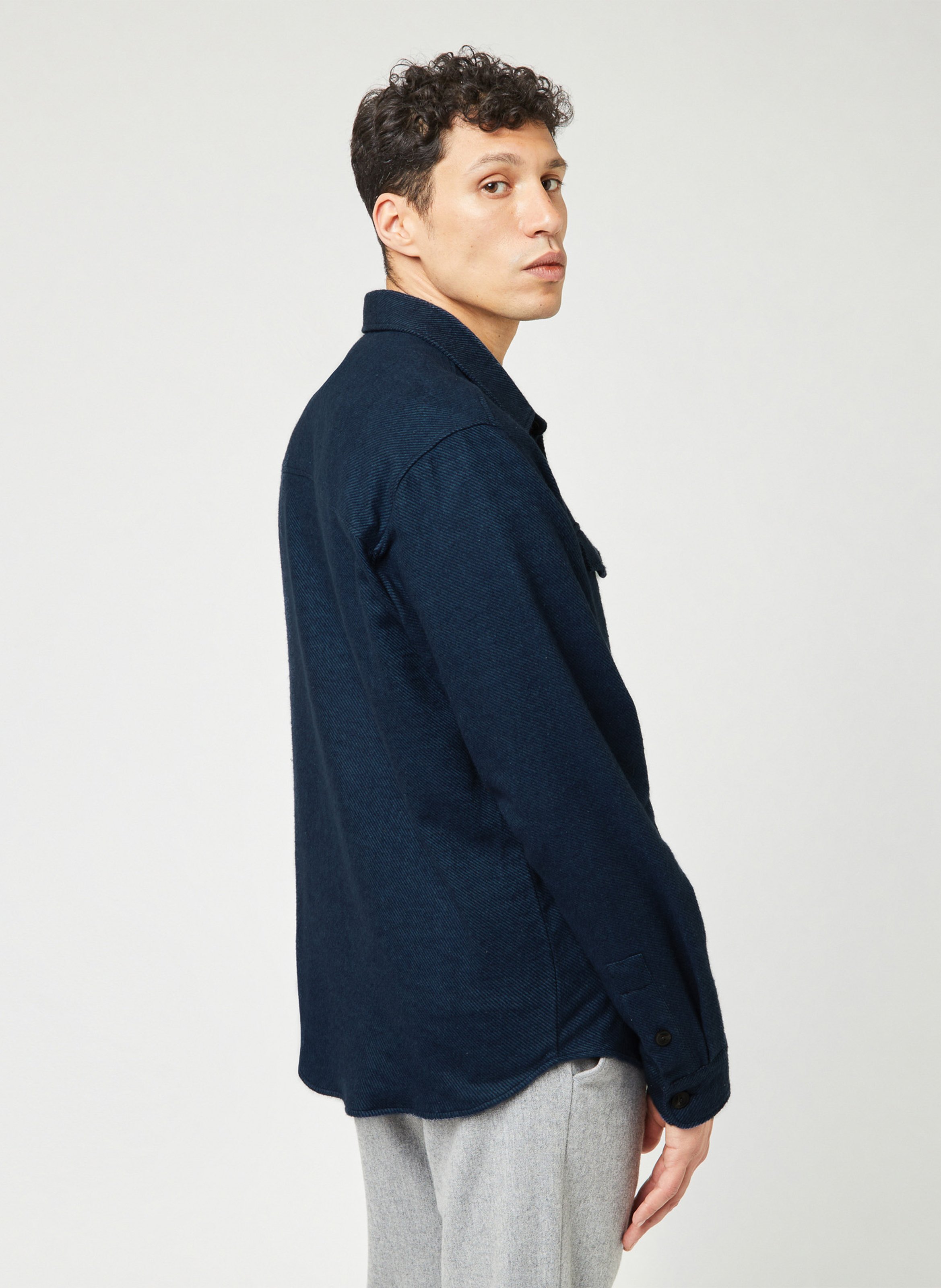 Chemise droite unie en coton FAGUO Bleu