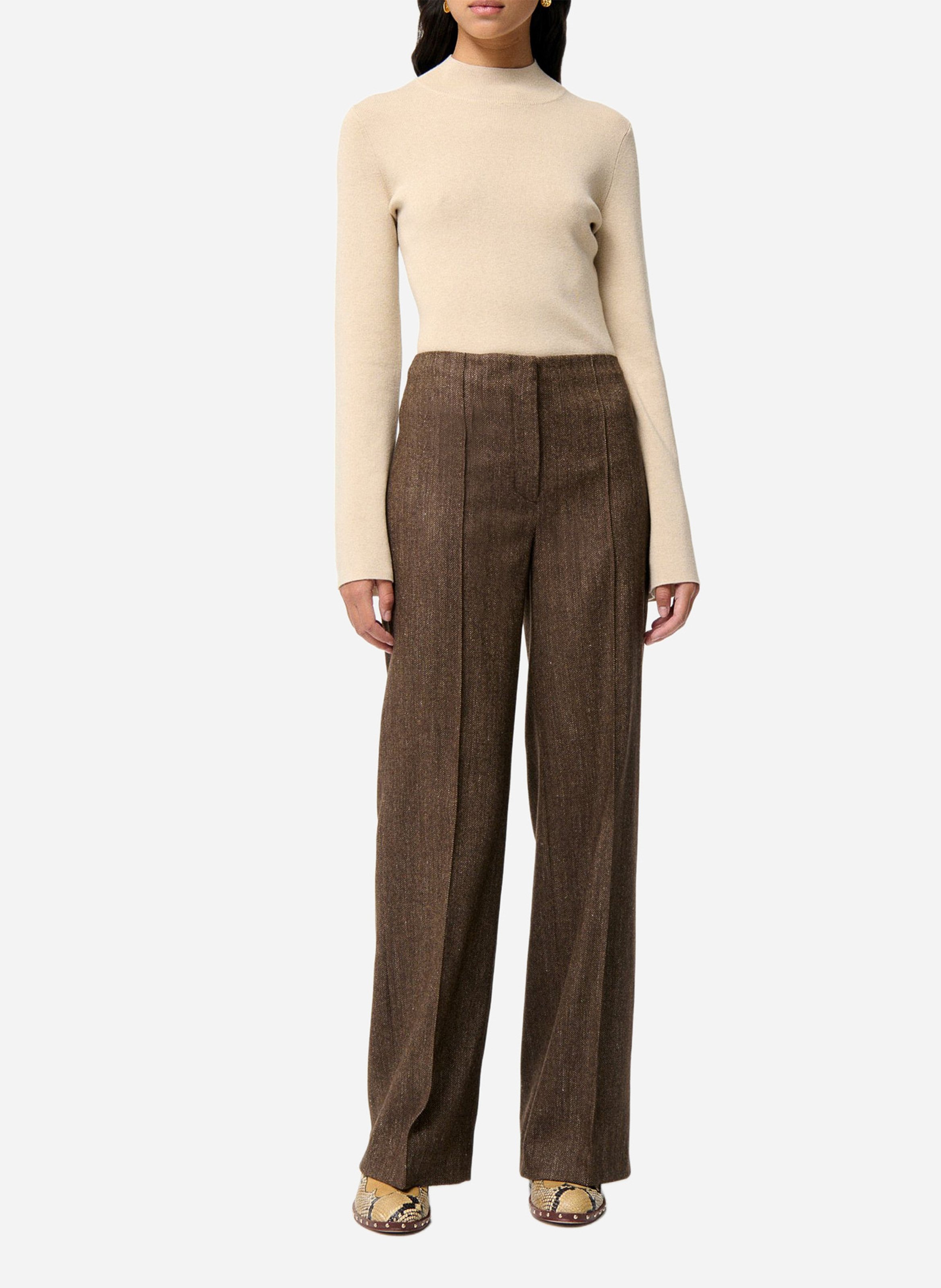 High-waisted carrot-cut trousers VANESSA BRUNO Brown