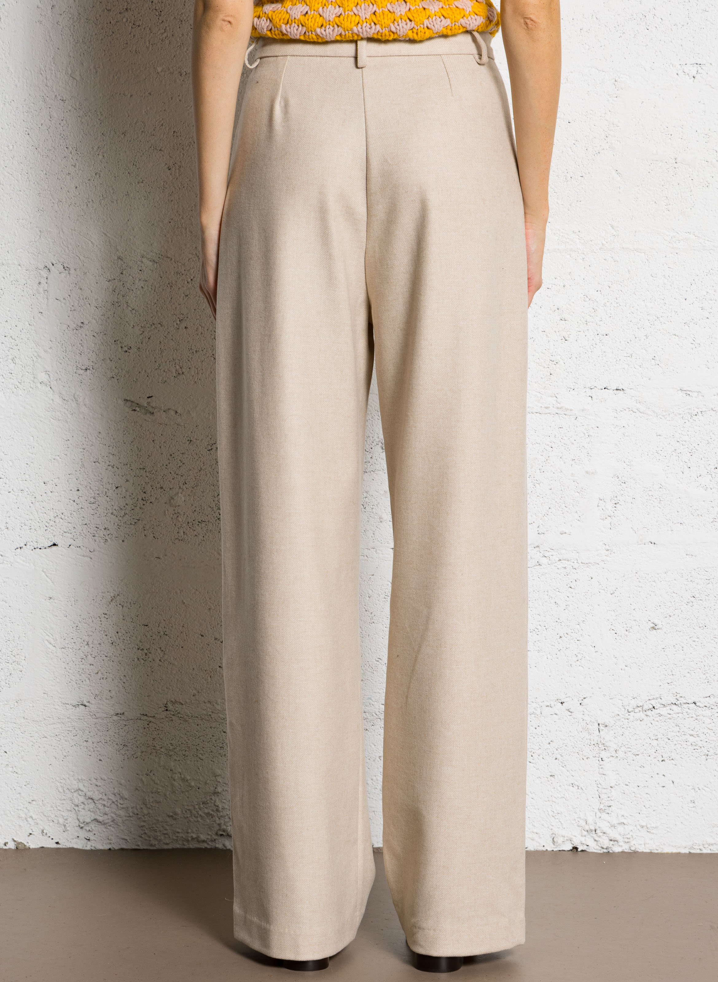 Wijde effen pantalon met hoge taille THE NEW SOCIETY Beige