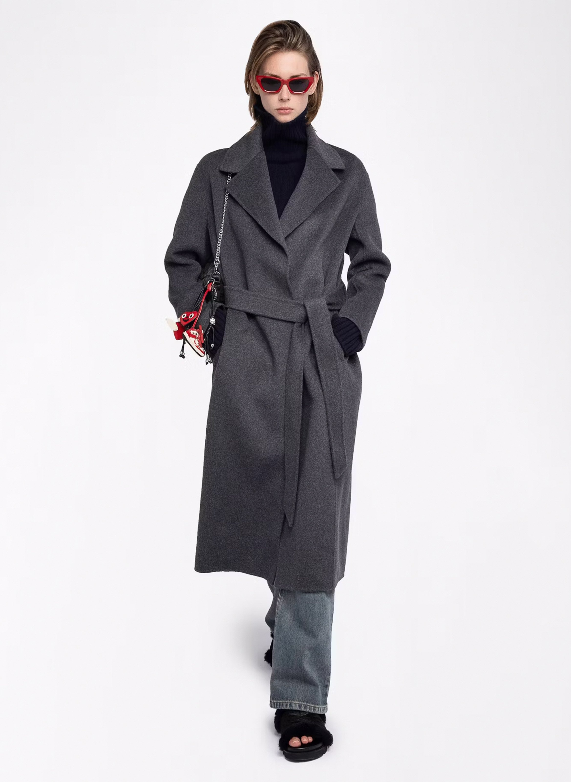 Manteau droit col tailleur en laine mélangée ZADIG&VOLTAIRE Gris