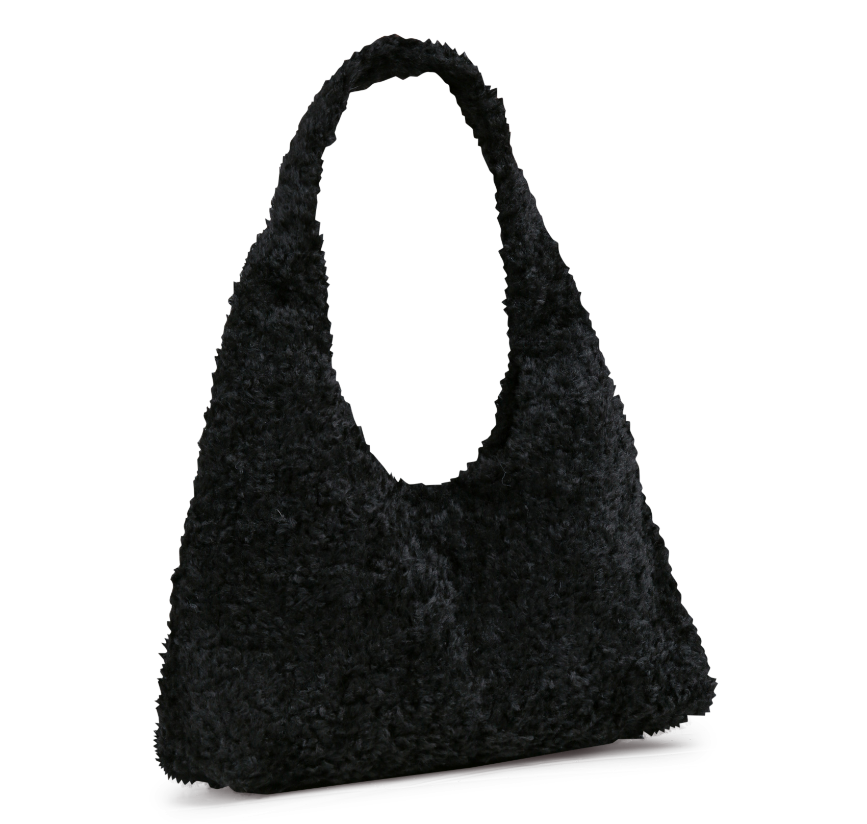 Schoudertas gedragen over de schouder van imitatiebont AU PRINTEMPS PARIS Zwart