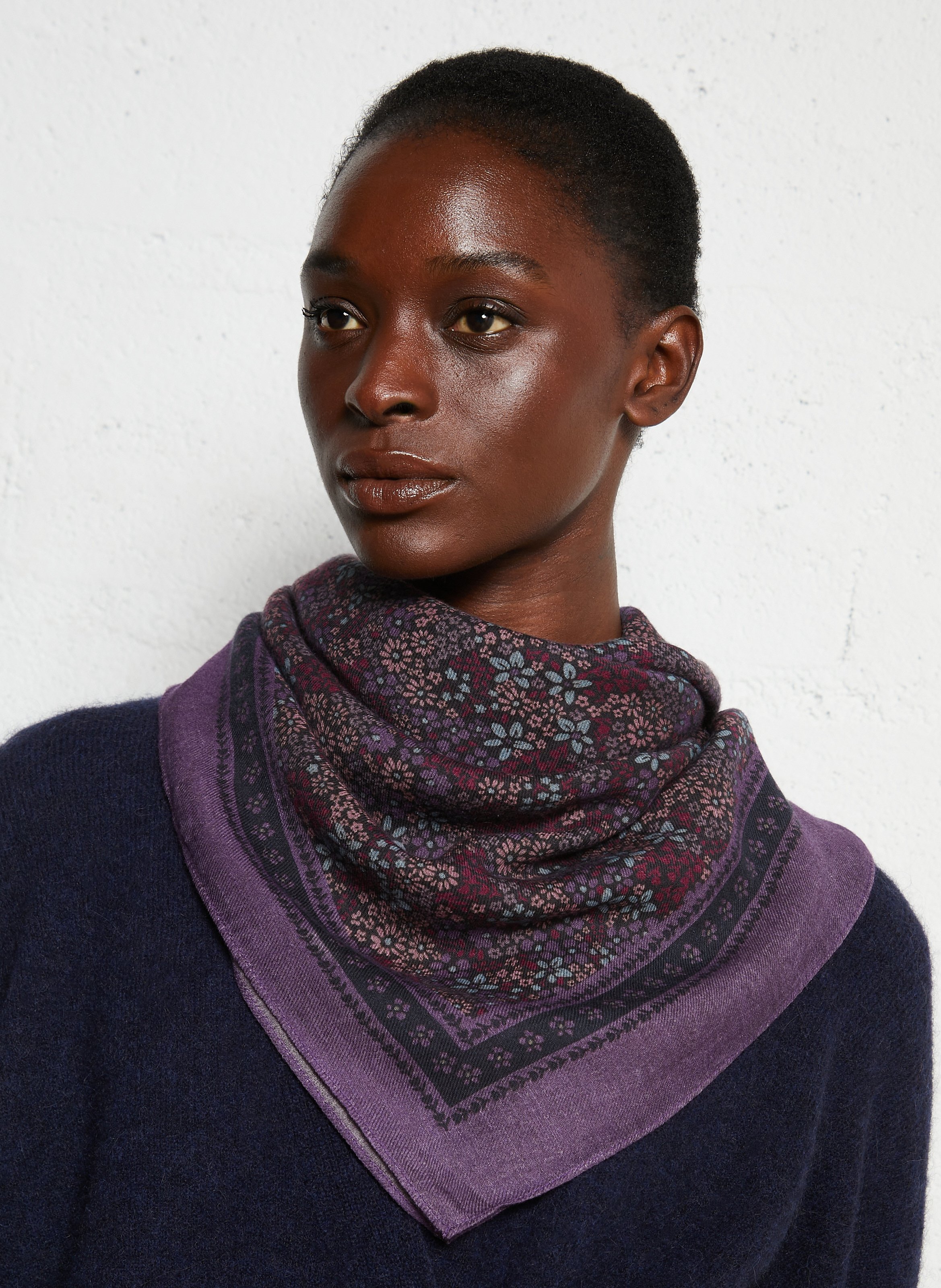 Foulard en coton et en laine mélangée DES PETITS HAUTS Noir