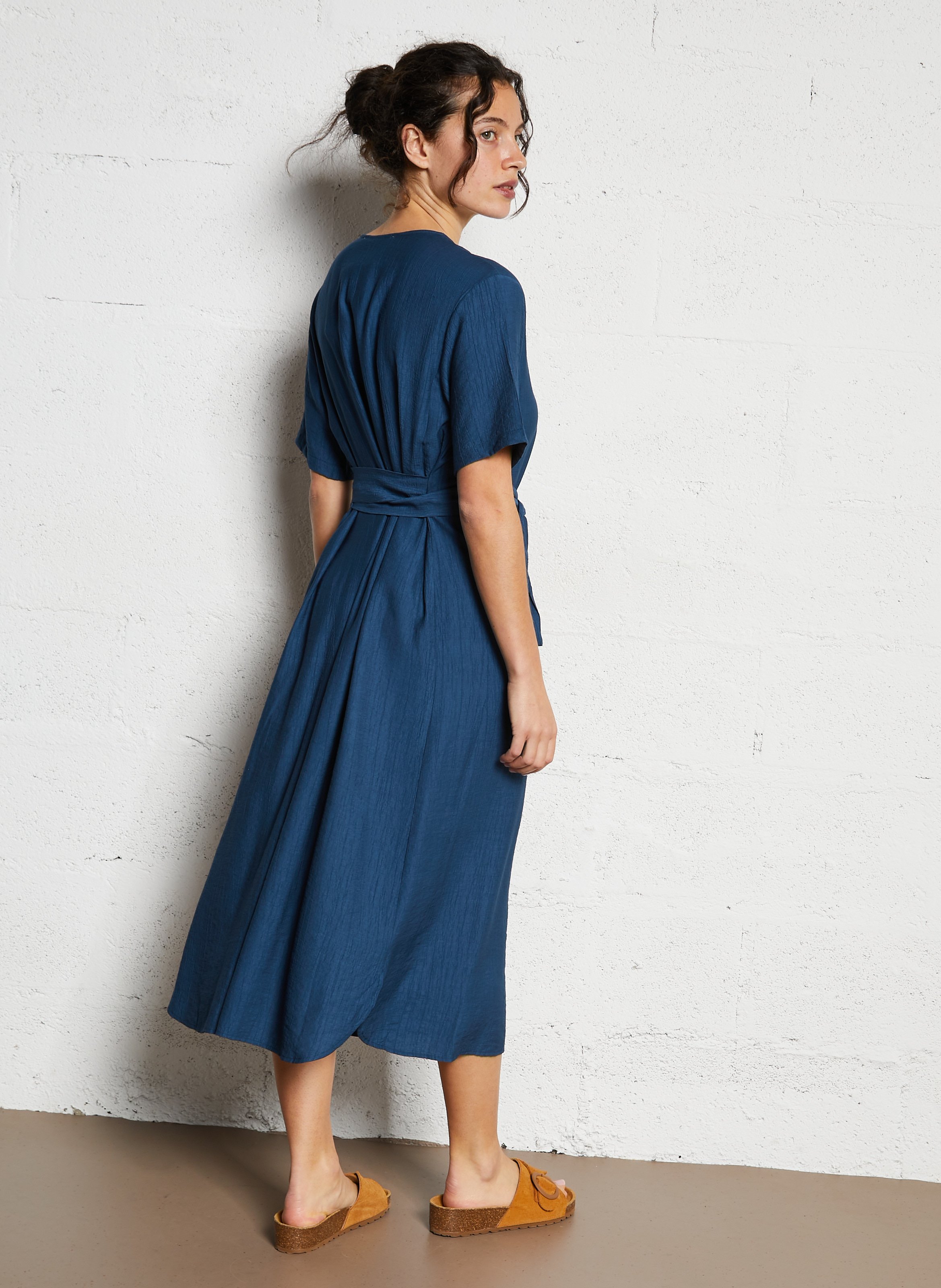 Robe midi col v NICE THINGS Bleu