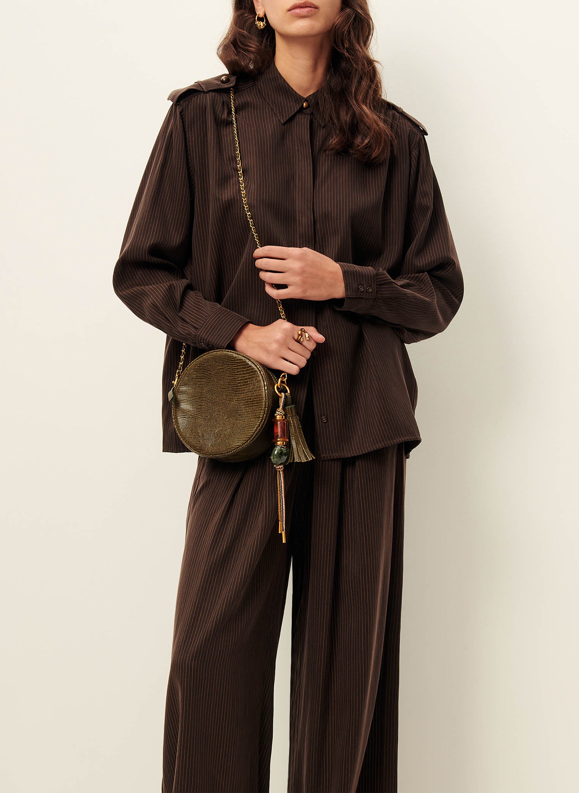 Chemise ample boutonnée à rayures SESSUN Marron