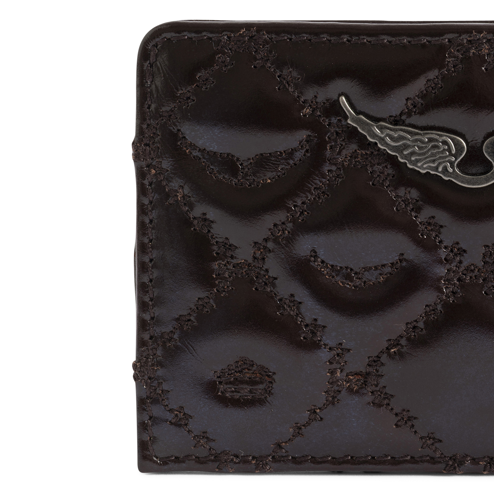 Patent leather card holder ZADIG&VOLTAIRE Brown