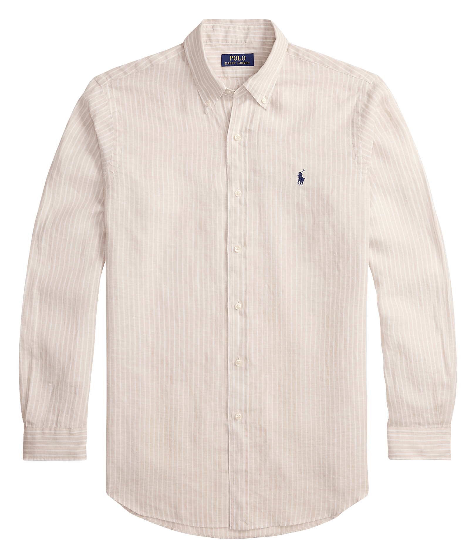 Straight classic collar shirt in striped linen POLO RALPH LAUREN Beige