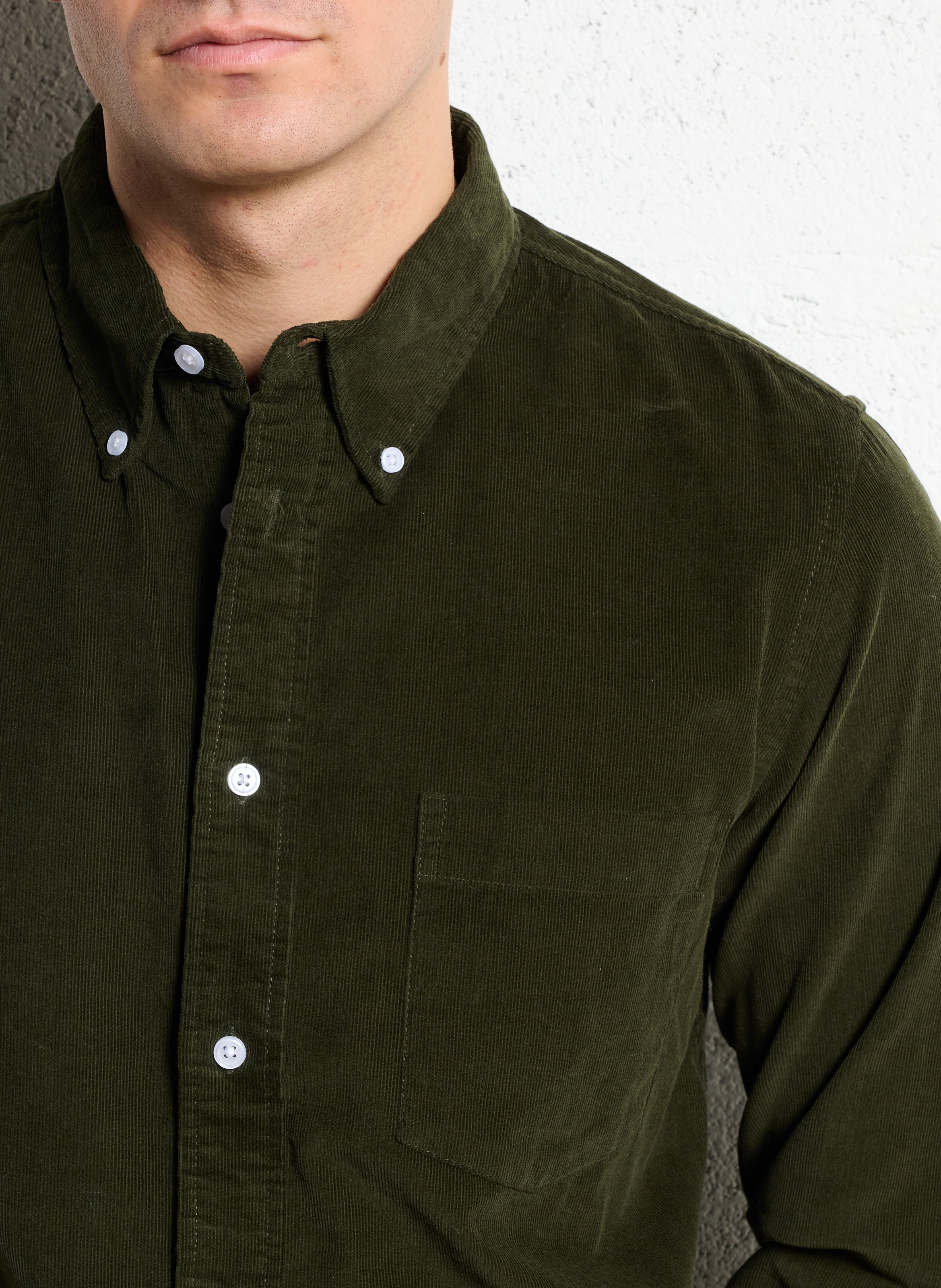 Recht overhemd van biokatoen met klassieke kraag Groen