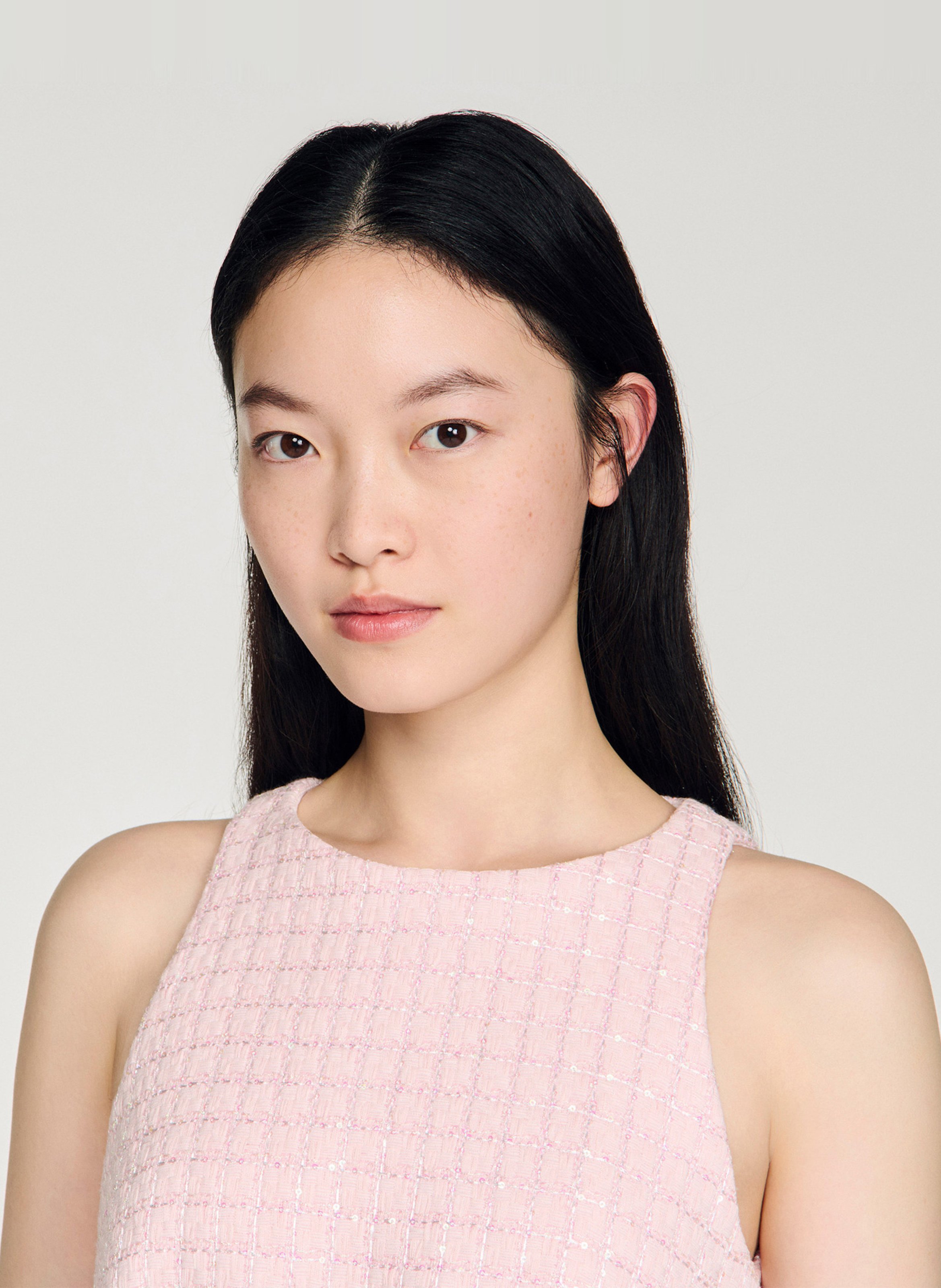 Robe courte col rond en tweed SANDRO Rose