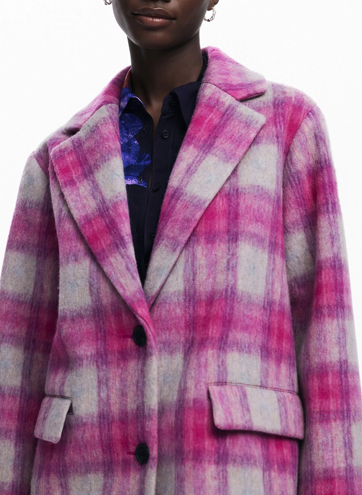 Manteau long à carreaux DESIGUAL Rouge