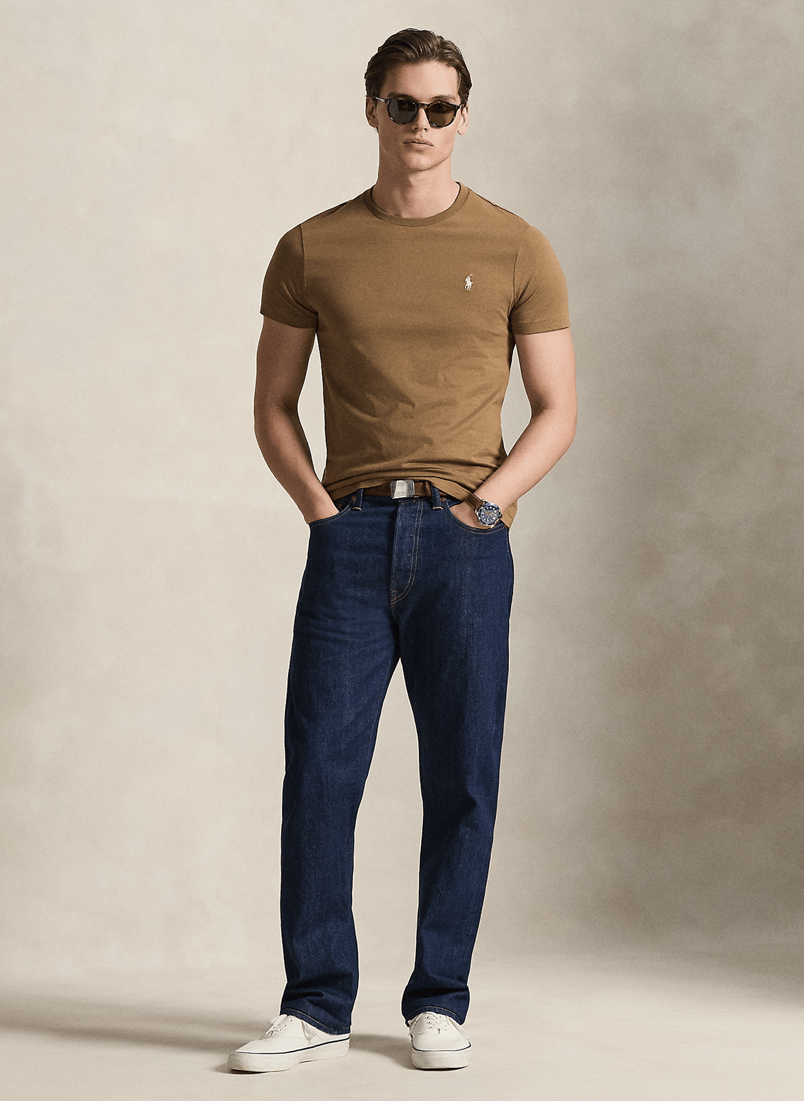 Slim-fit cotton T-shirt POLO RALPH LAUREN Brown