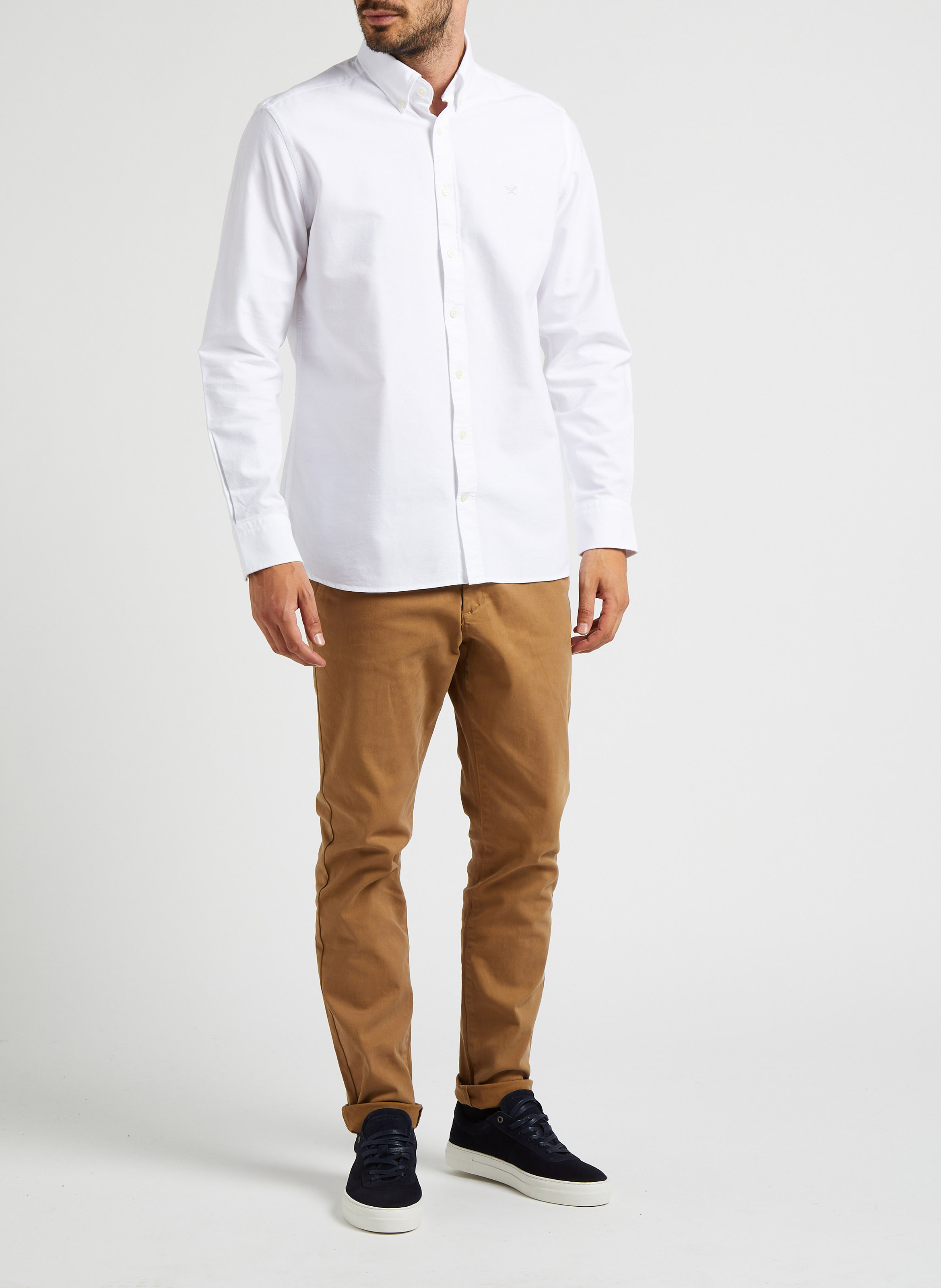 Katoenen blouse met klassieke kraag HACKETT Wit