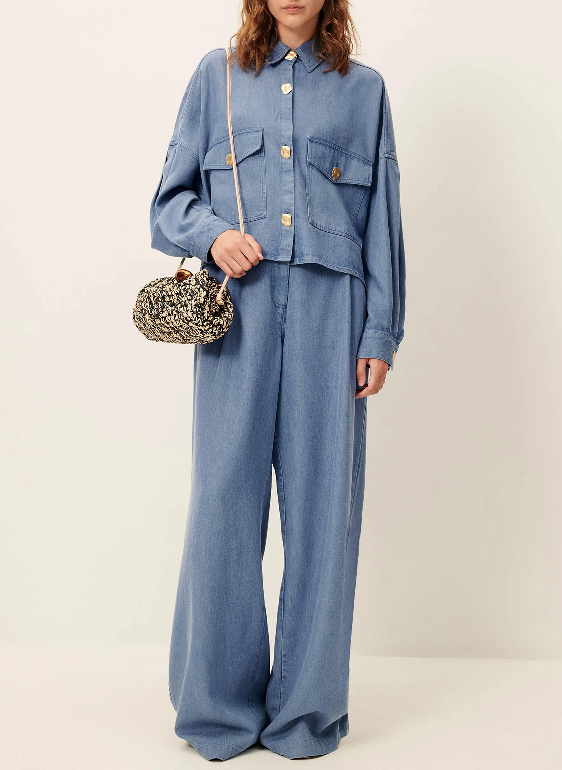 Pantalon large taille haute SESSUN Bleu