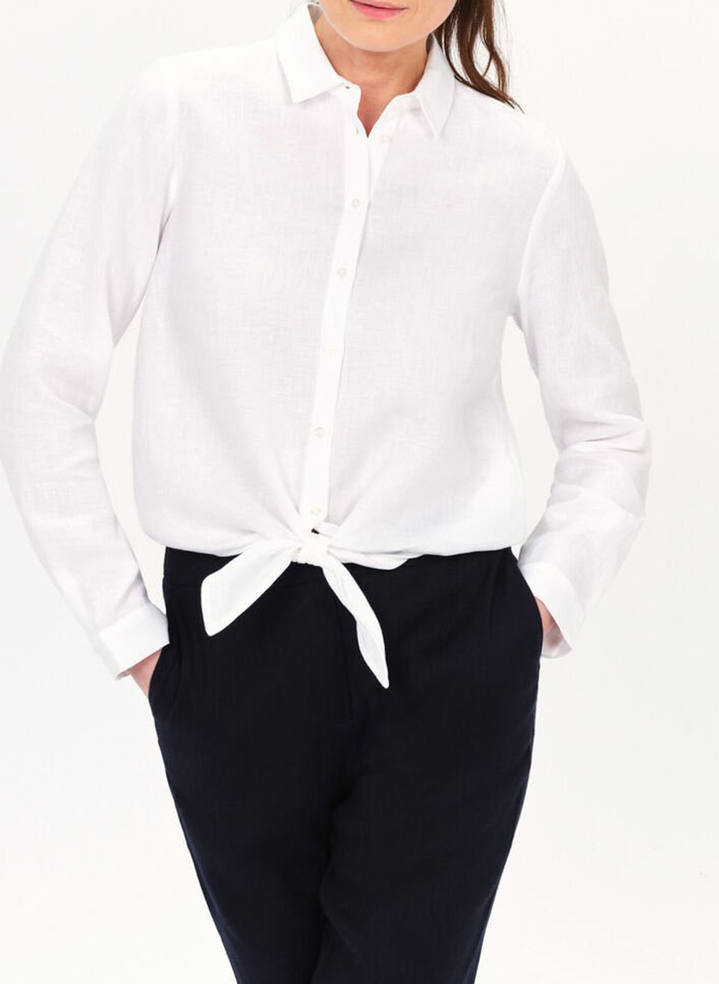 Leinenbluse mit klassischem Kragen CAROLL Weiss
