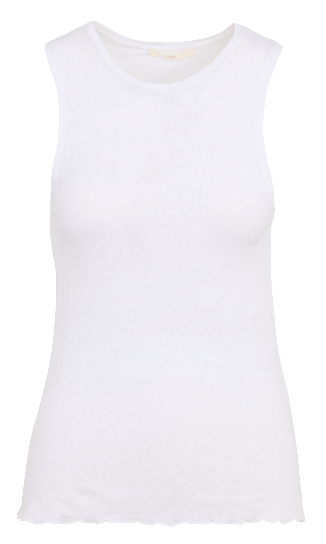 Ärmelloses meliertes Leinen-T-Shirt mit Rundhalsausschnitt HOD PARIS Weiss