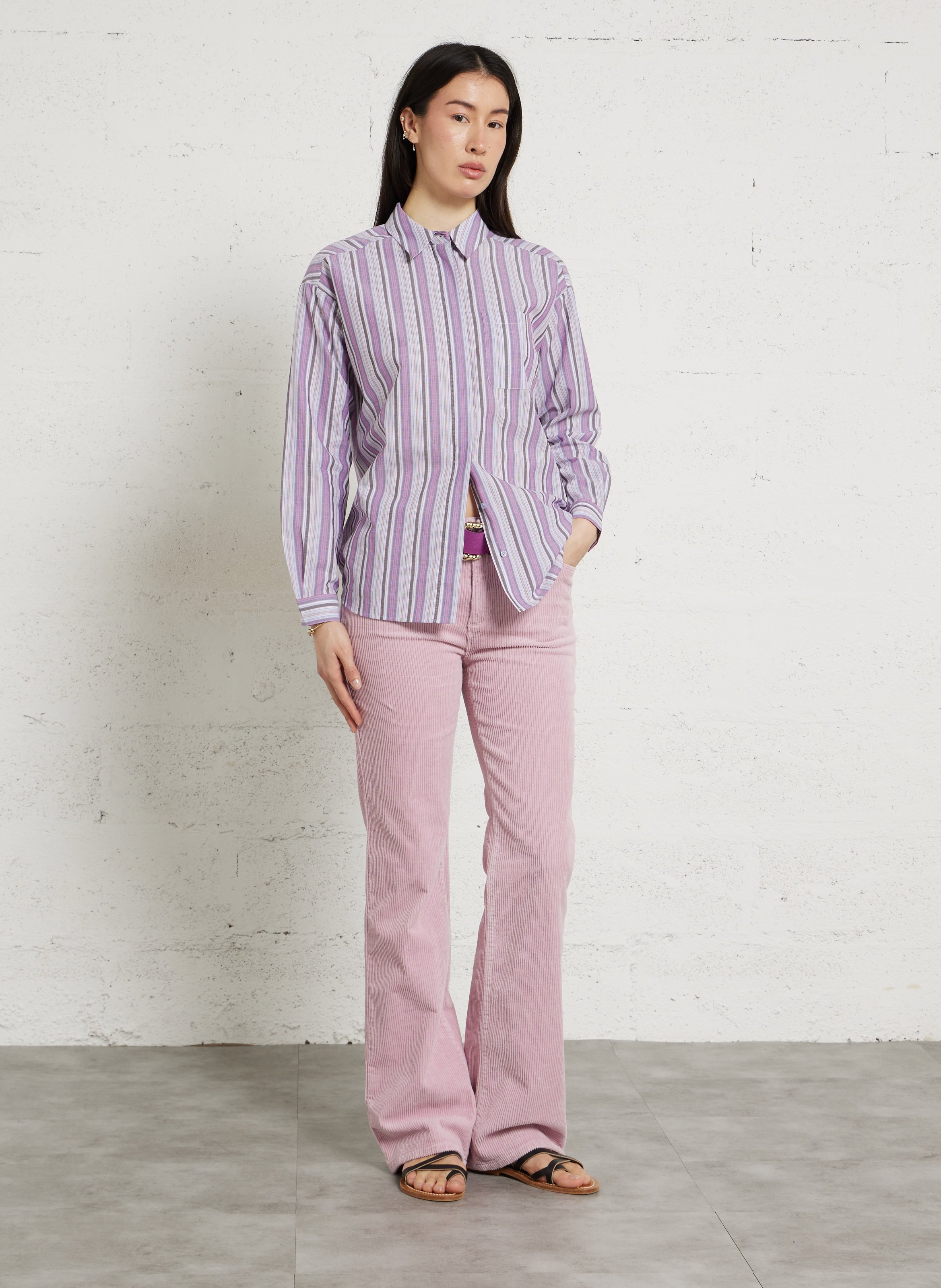 Baumwollhemd mit klassischem Kragen MAISON 123 Violett