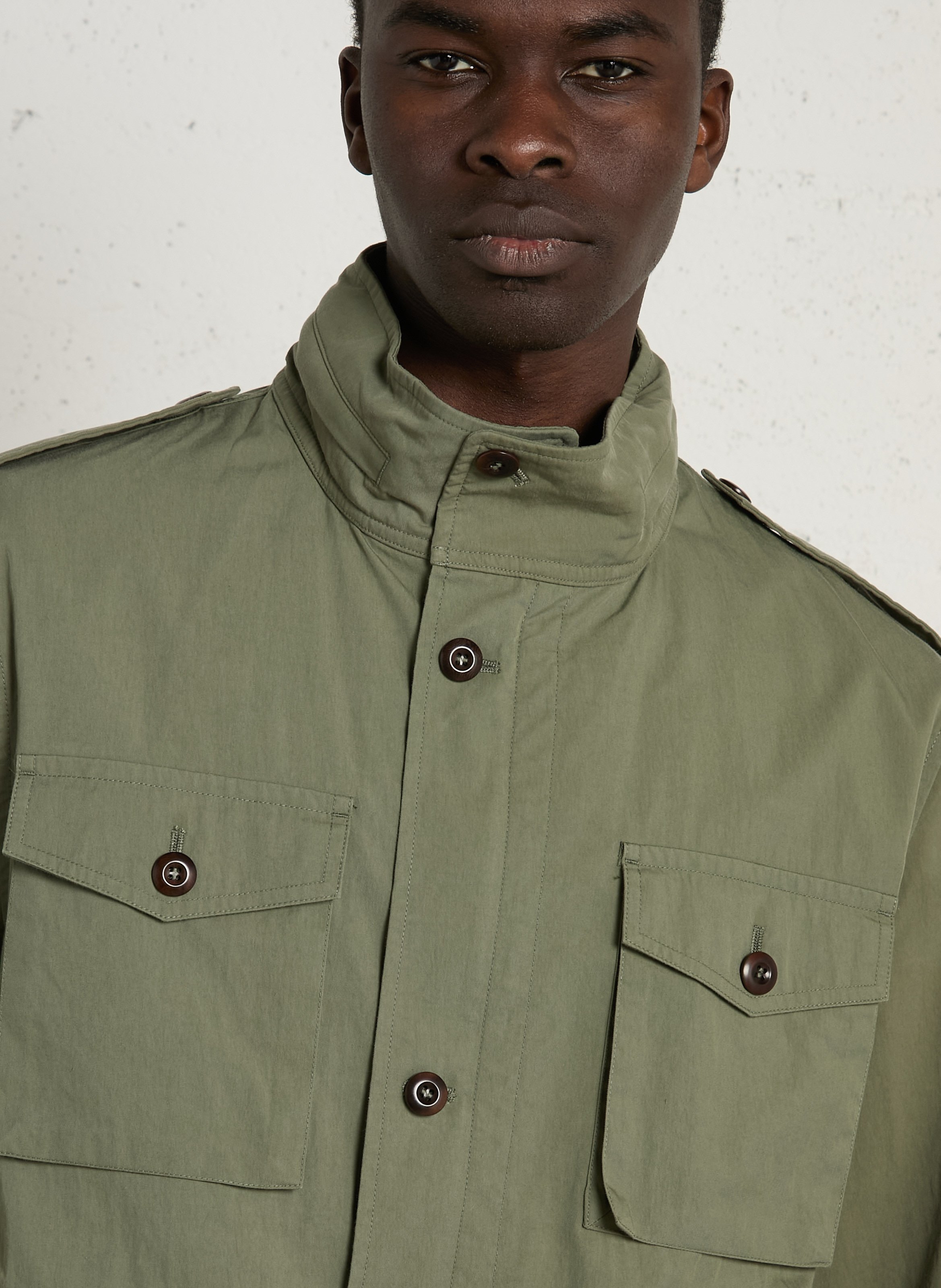 Veste droite col montant en coton mélangé GANT Vert