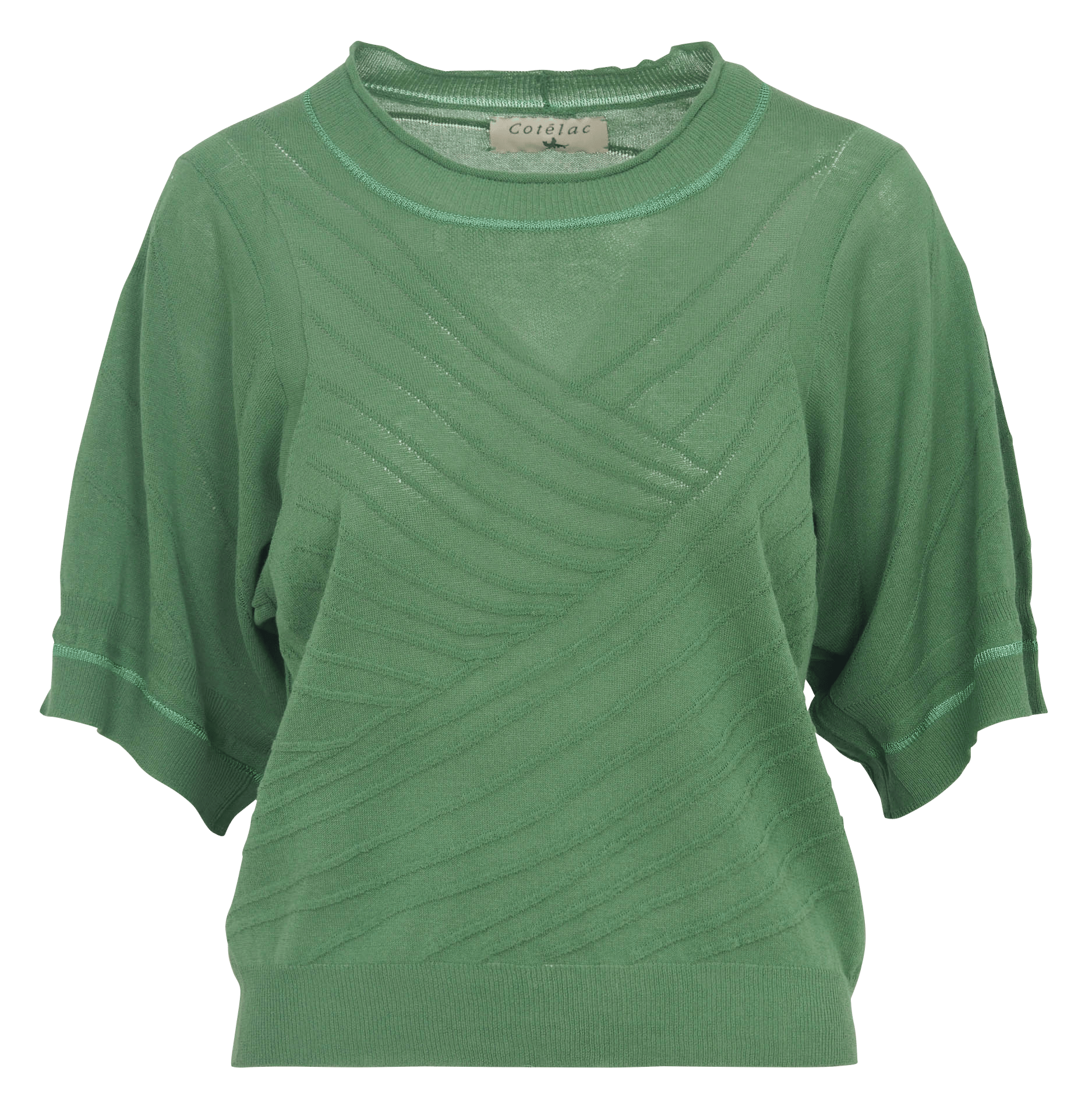 Round neck 3/4 sleeve solid sweater COTELAC White