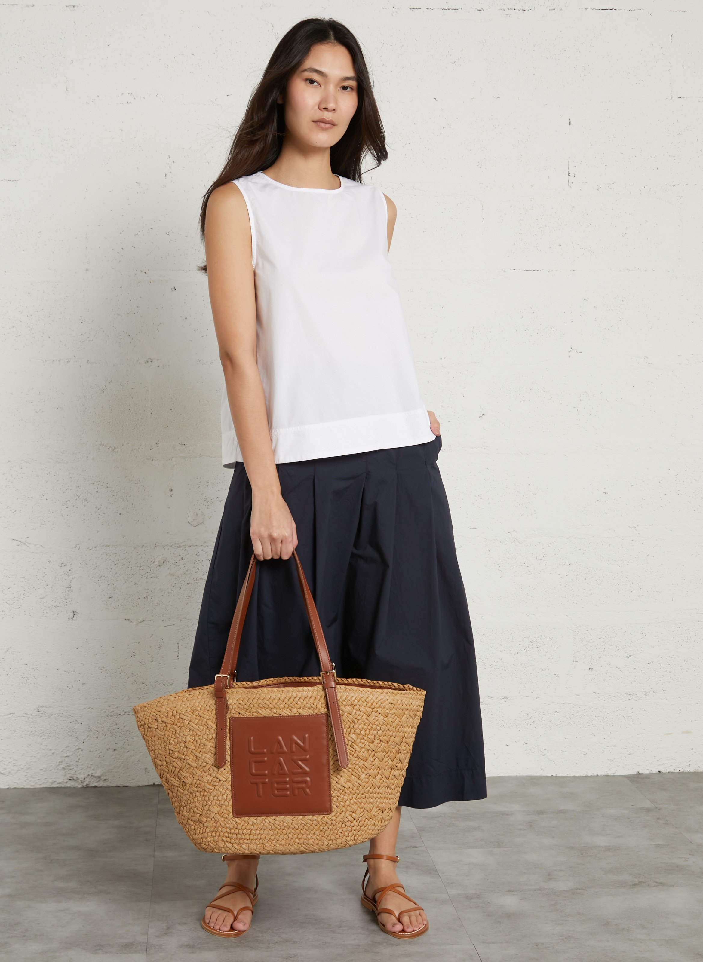 Shopper aus Stroh LANCASTER PARIS Braun