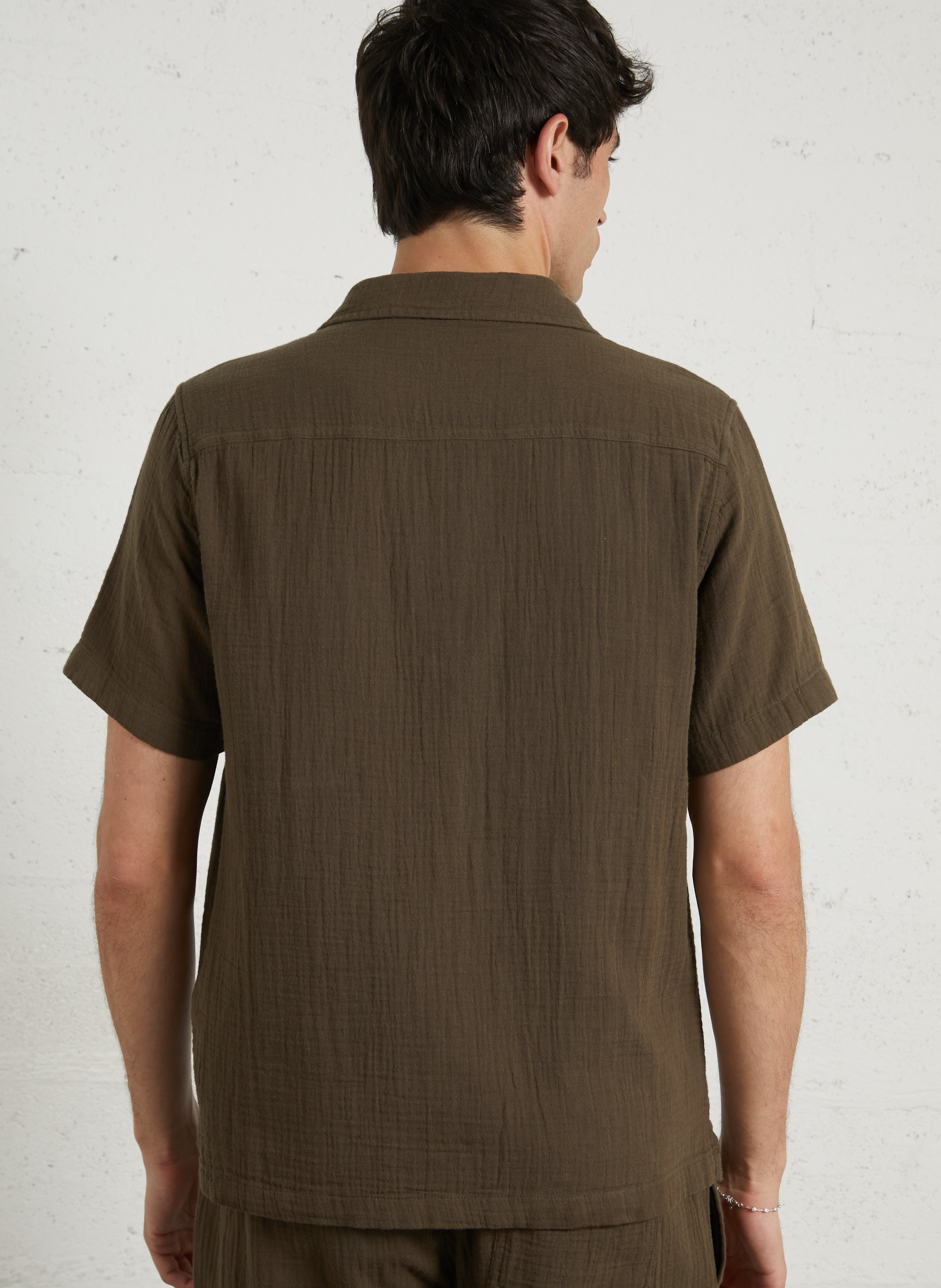 Chemise droite en coton SCHOTT Kaki