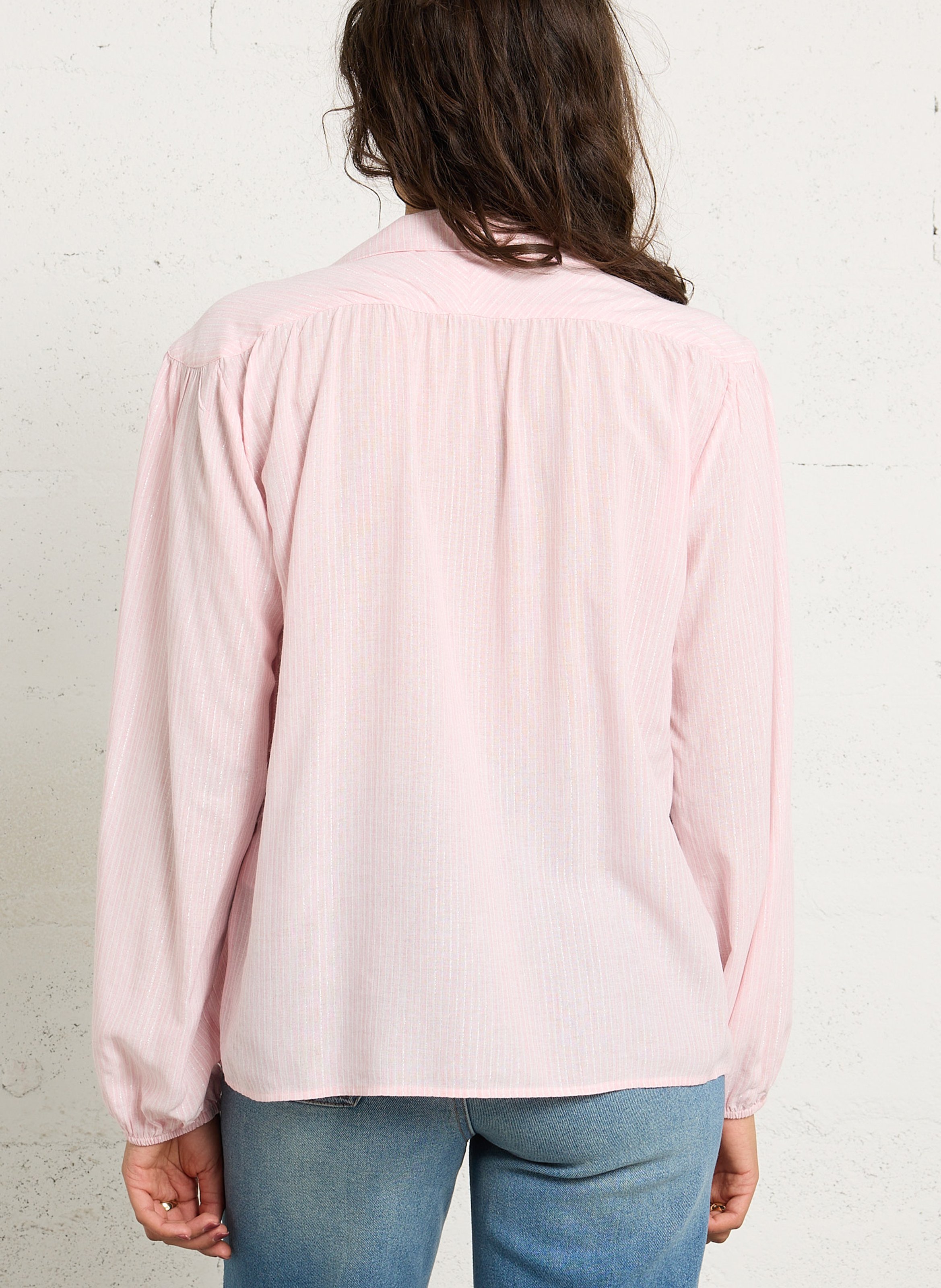 Striped fluid blouse with metallic threads MAISON 123 Pink