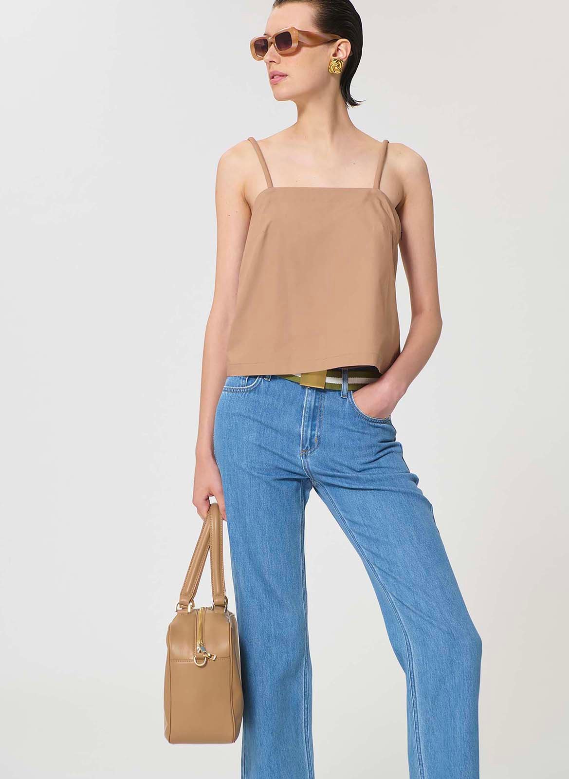 Top court ample en coton TARA JARMON Marron