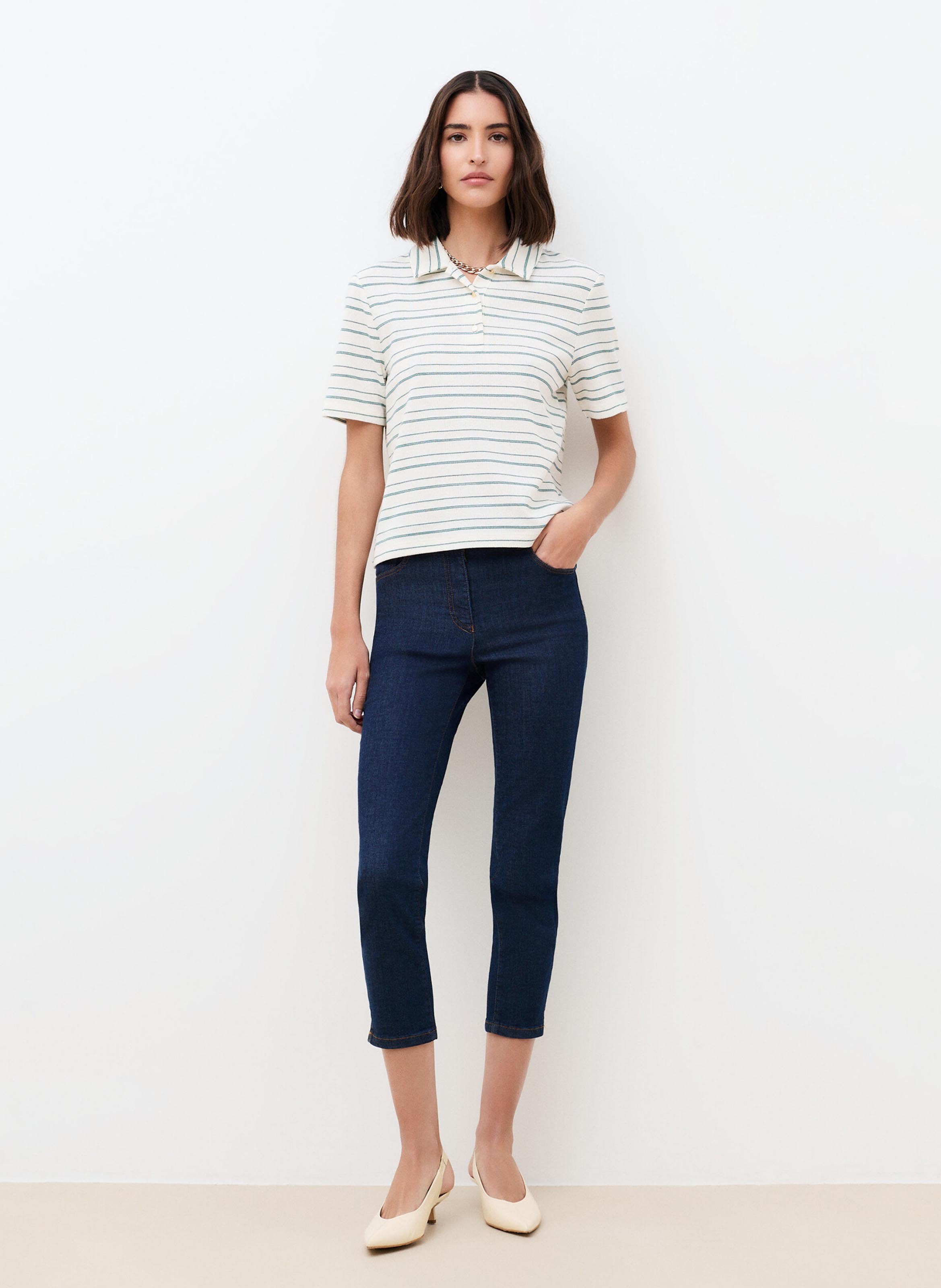 Short-sleeved cotton-blend polo shirt CAROLL Green