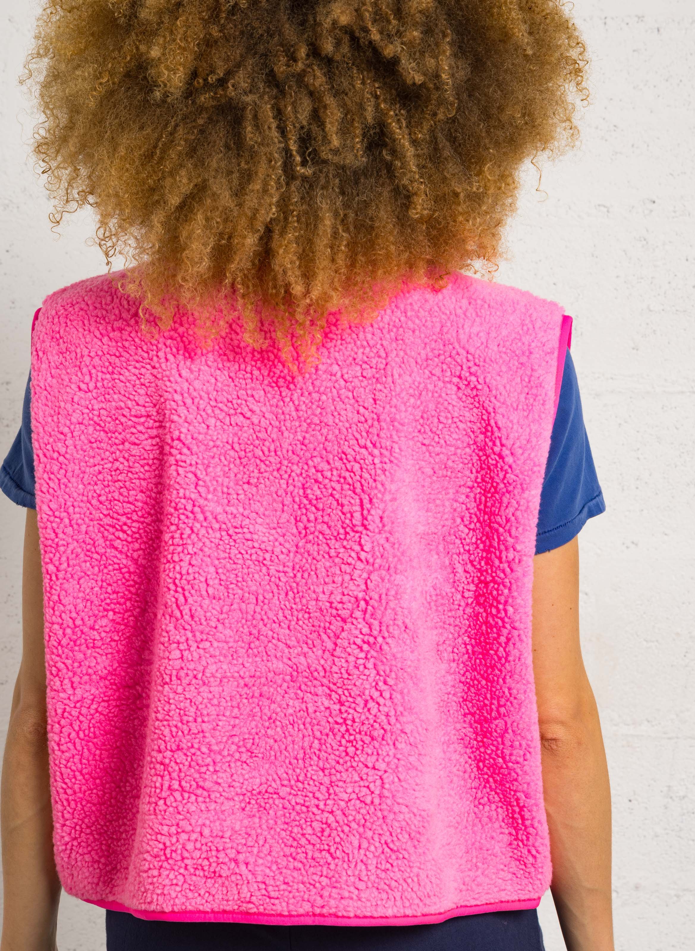 Gilet col rond molletonné sans manches AMERICAN VINTAGE Rose