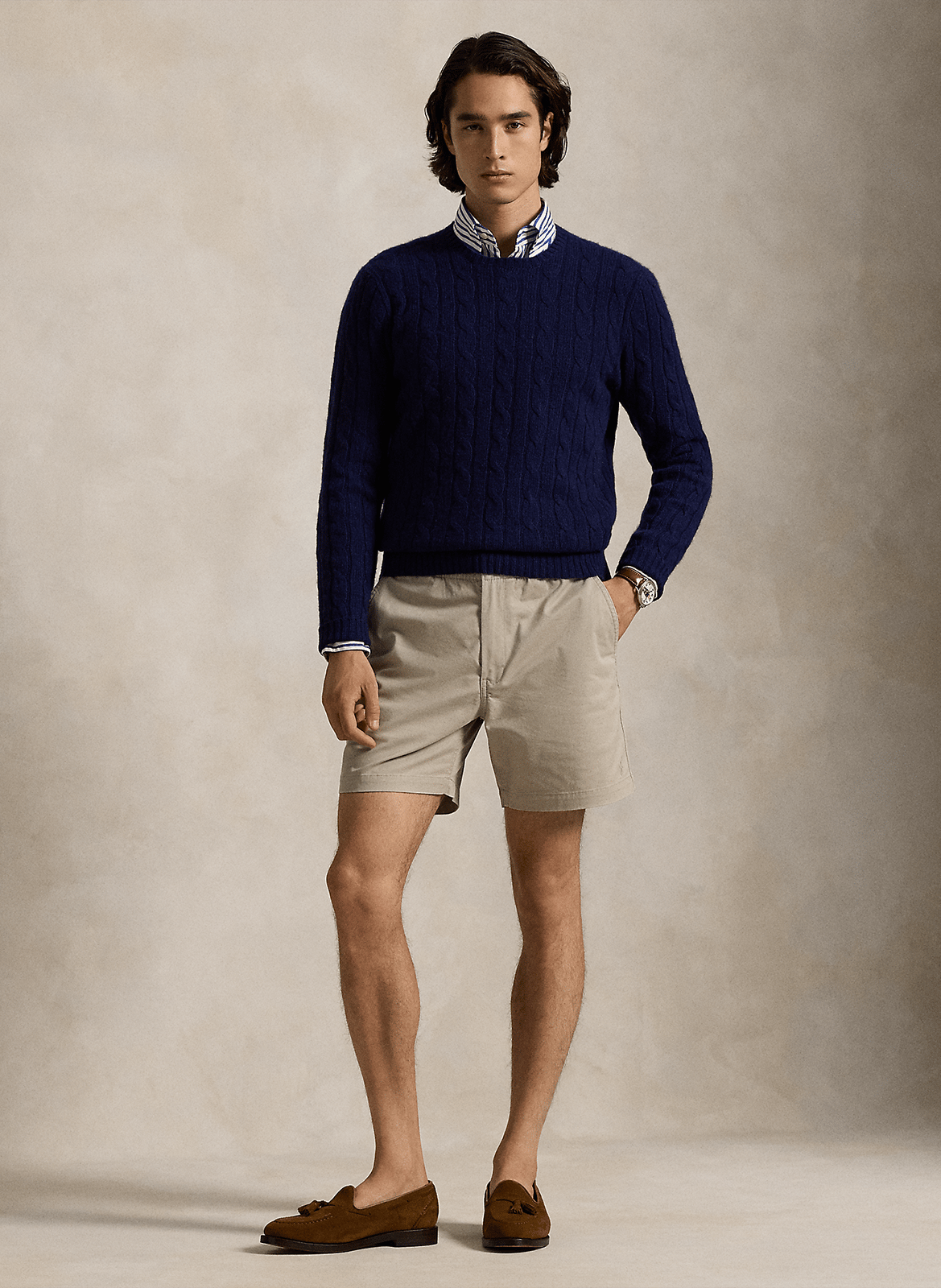 Gerade geschnittene Shorts aus Baumwoll-Mix POLO RALPH LAUREN Beige