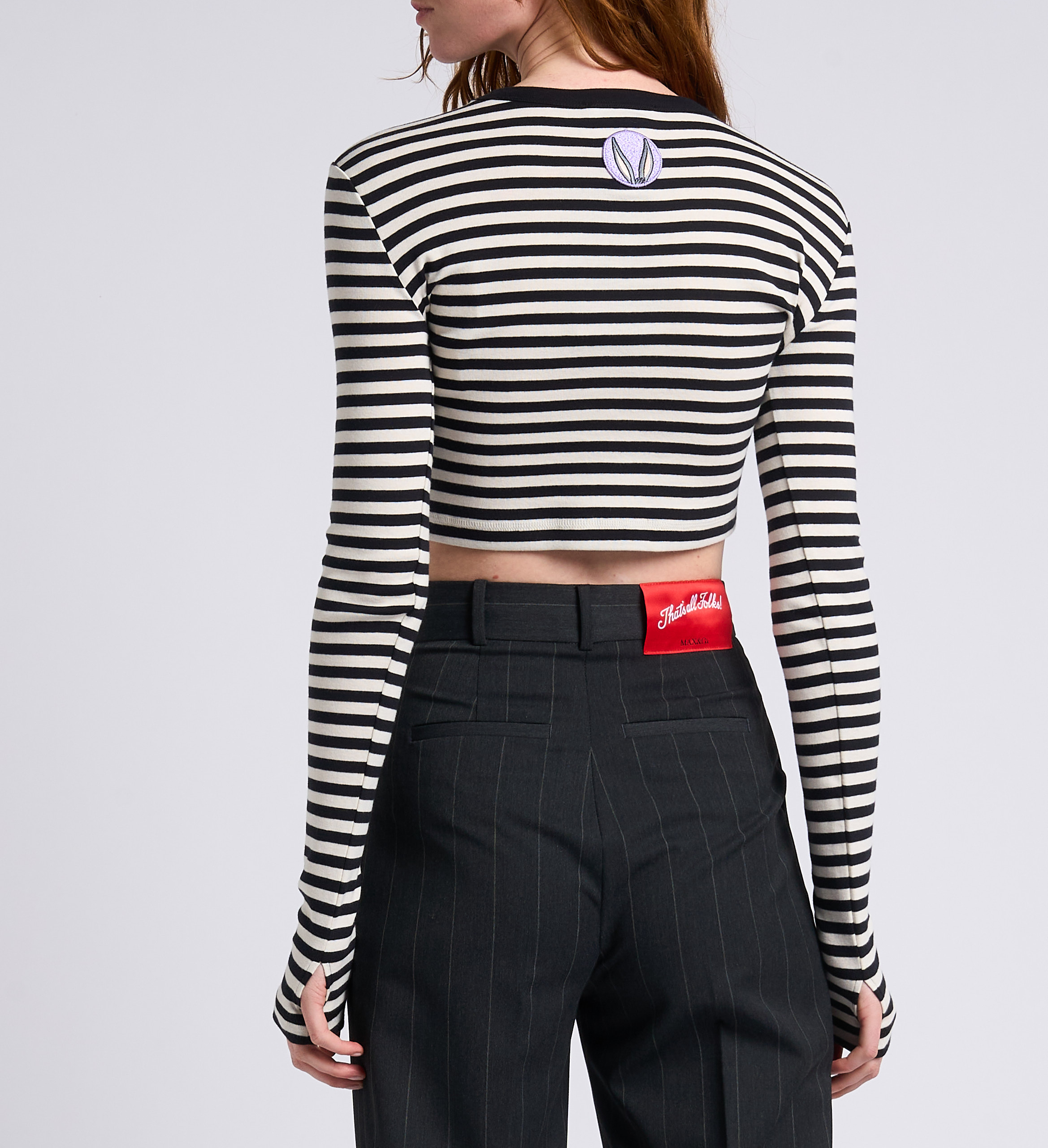 Gestreiftes Kurz-T-Shirt aus Baumwolle MAX&CO. x LOONEY TOONS MAX&Co. Schwarz