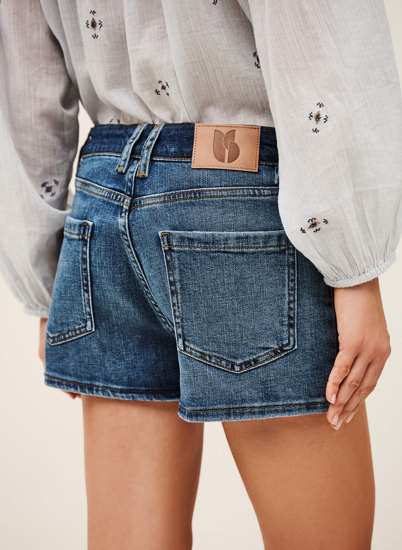 Short droit en coton mélangé BA&SH Bleu