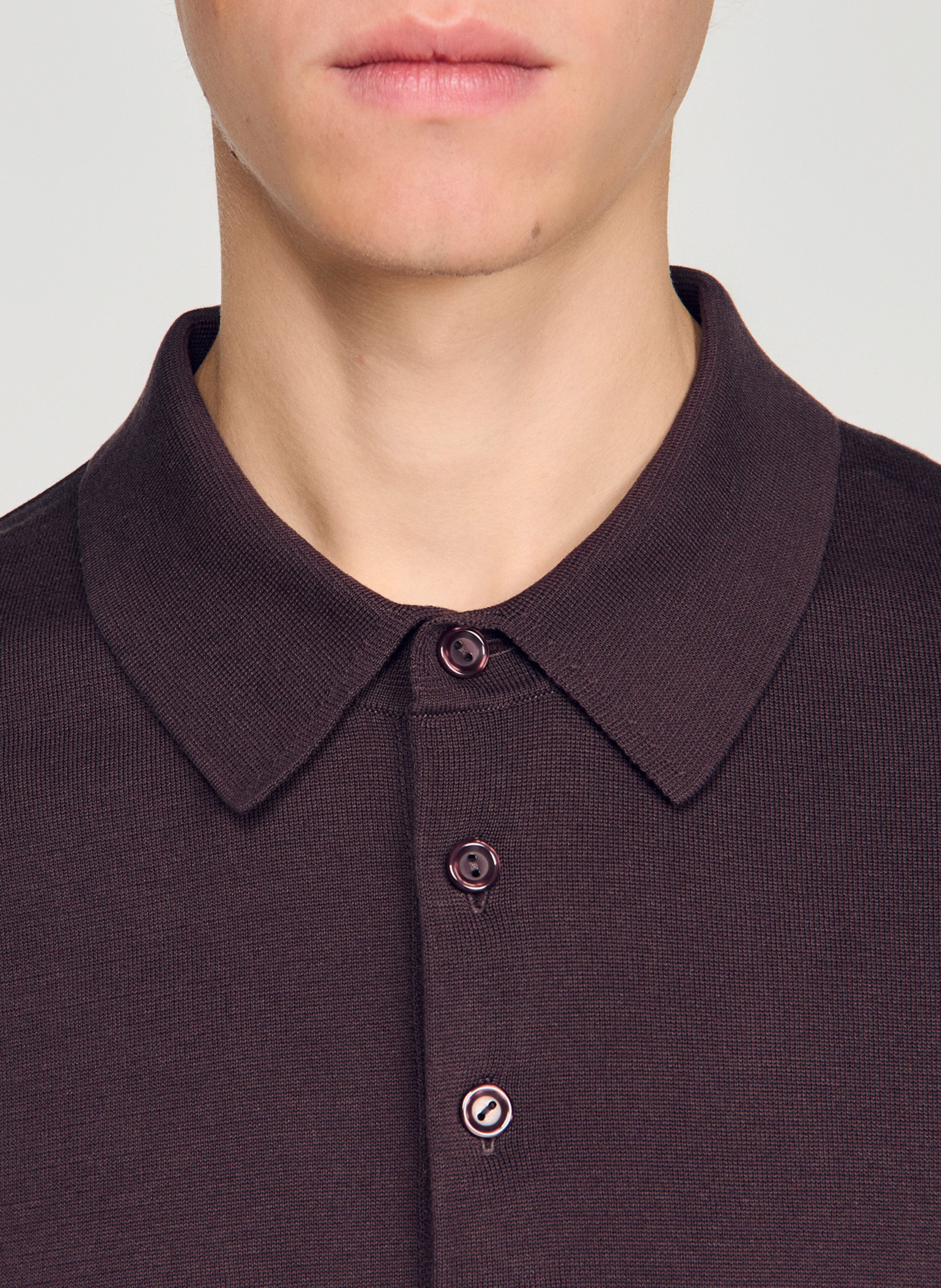 Rechte polo van katoen en zijde SANDRO Bruin