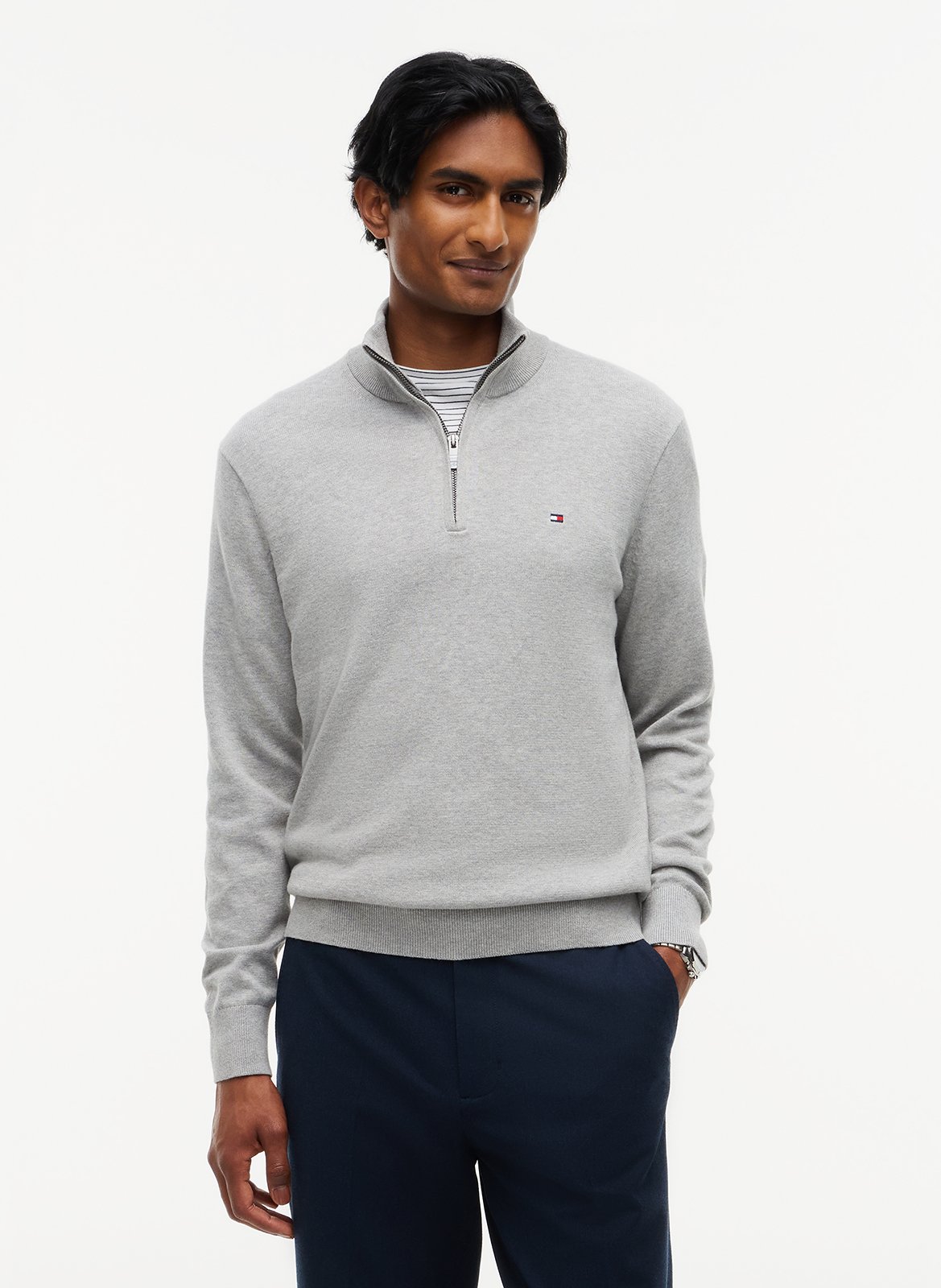 Pullover aus Bio-Baumwolle und Kaschmir mit Stehkragen, Regular Fit TOMMY HILFIGER Grau