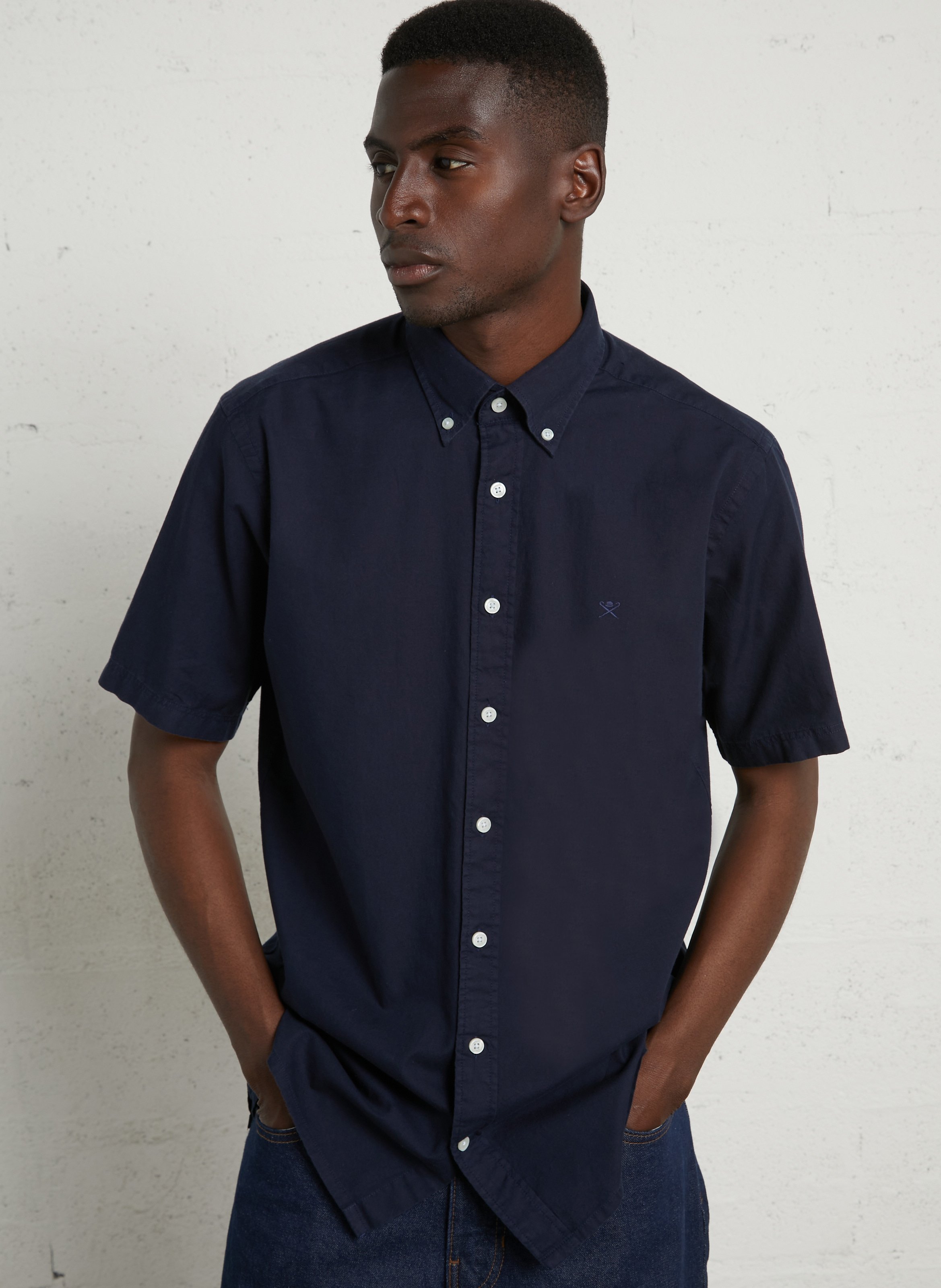 Chemise tailored-fit col américain en coton HACKETT