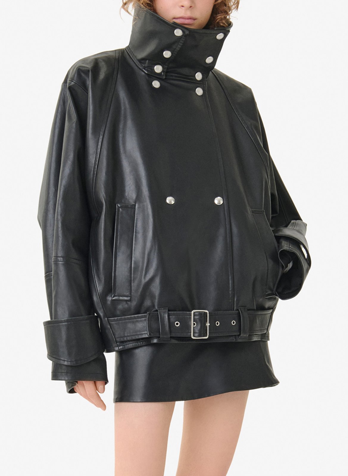 Oversize-Lederjacke IRO Schwarz