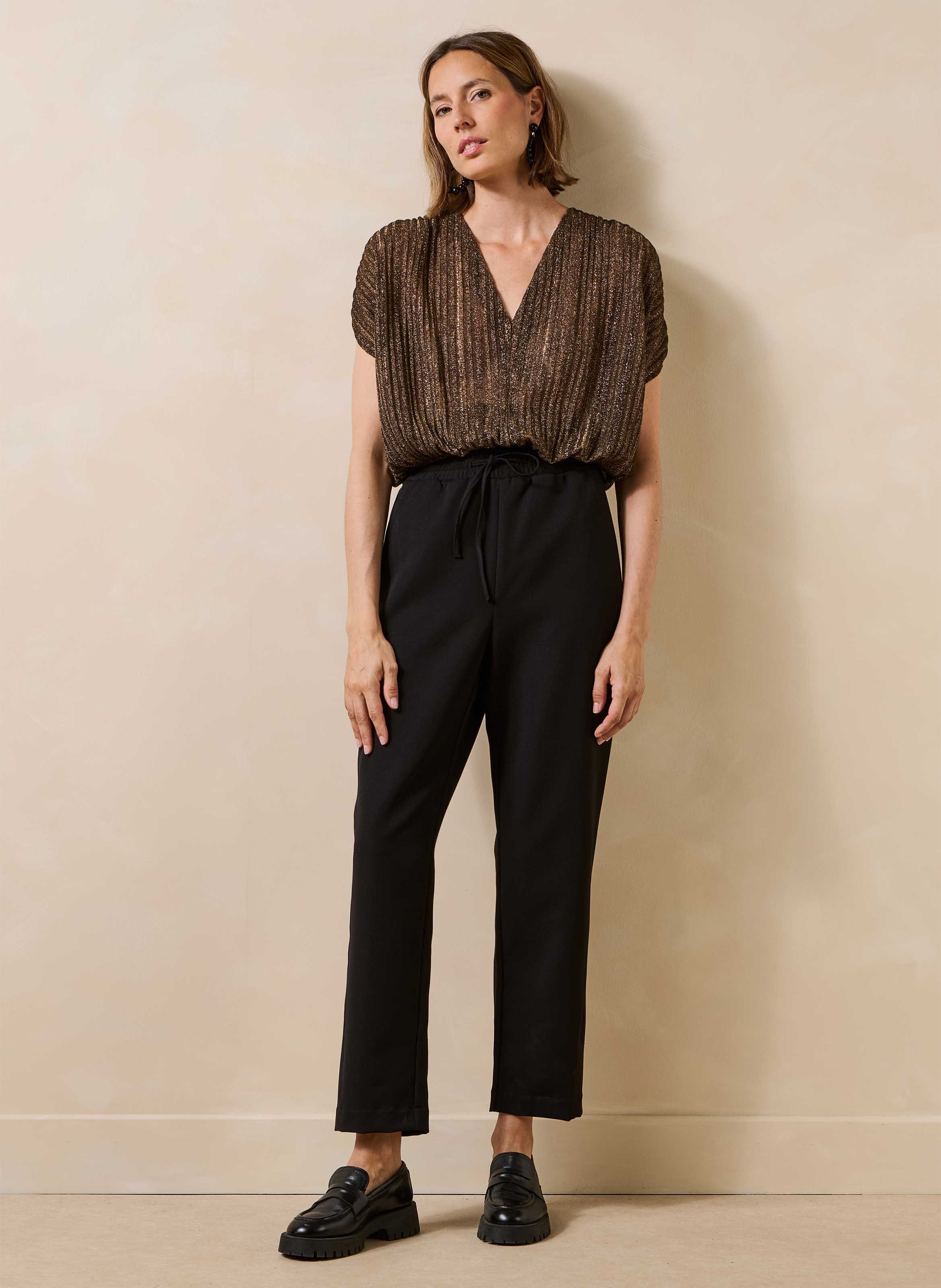 Pantalon carotte uni LA FEE MARABOUTEE Noir