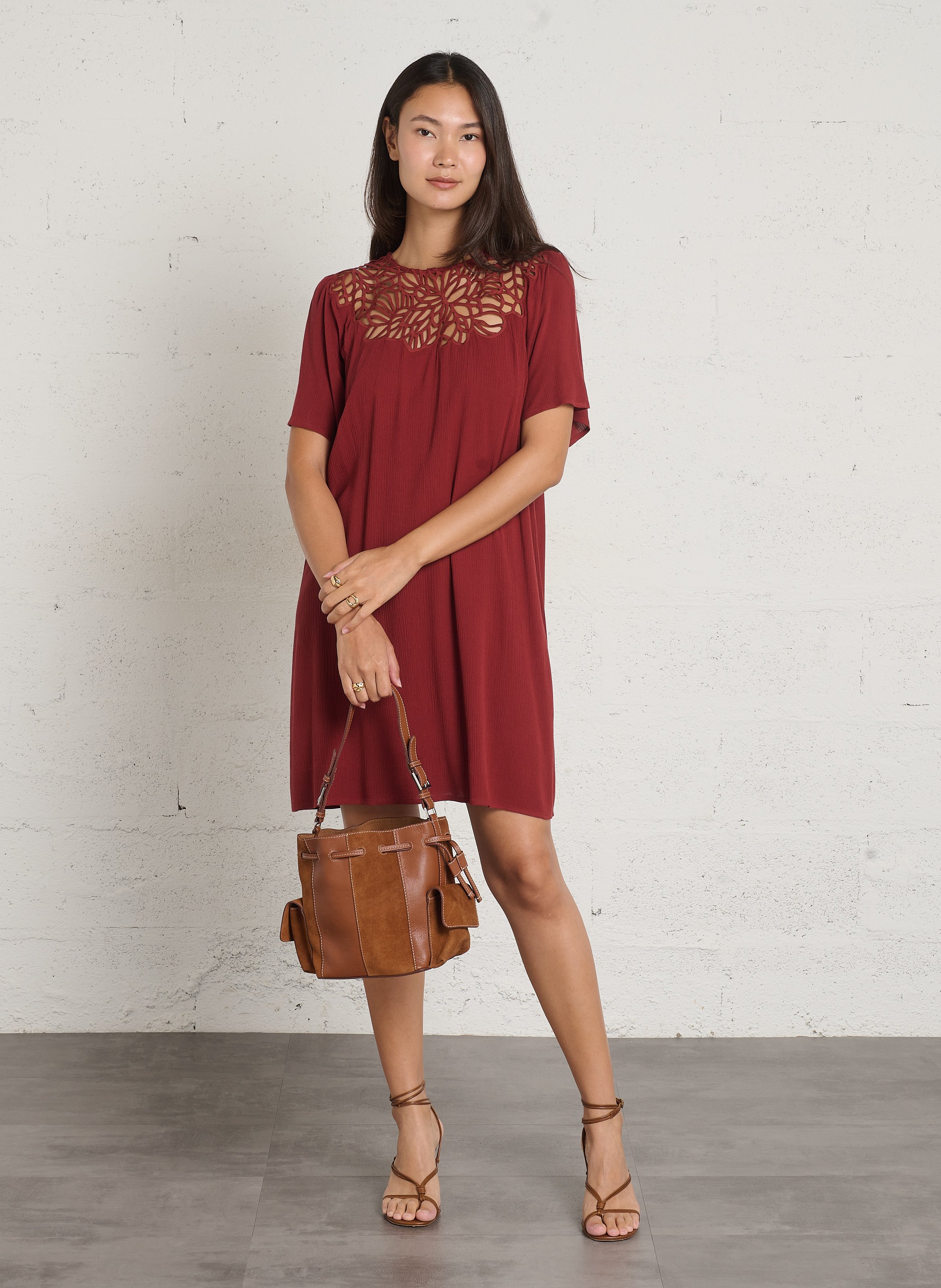 Sac porté épaule en cuir BECKSONDERGAARD Marron