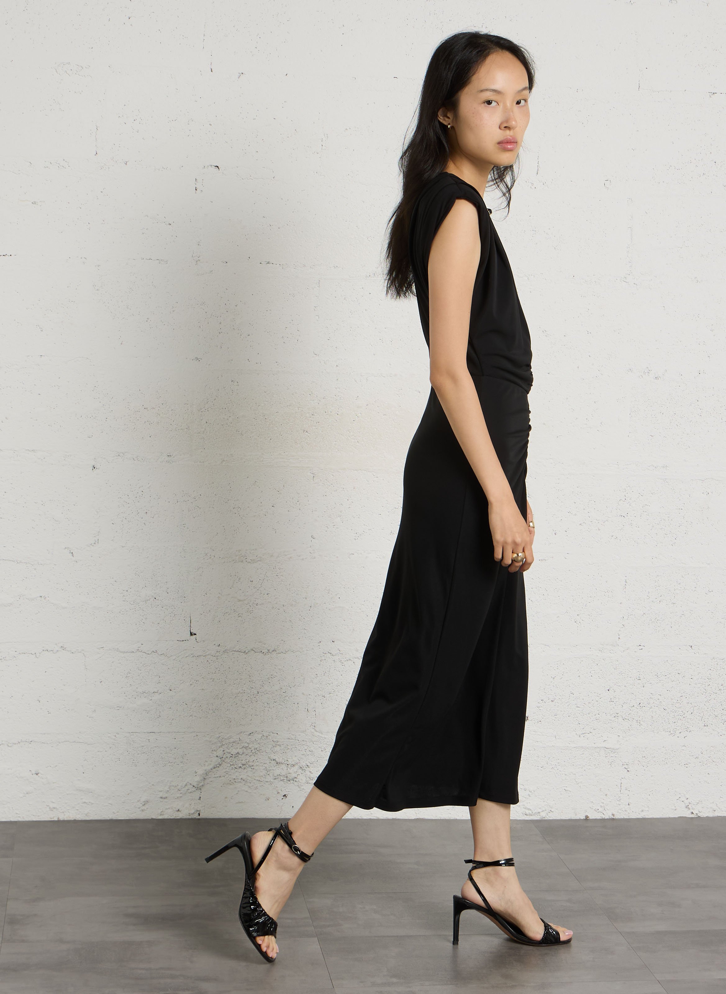 Robe sans manches drapé IMPERIAL Noir