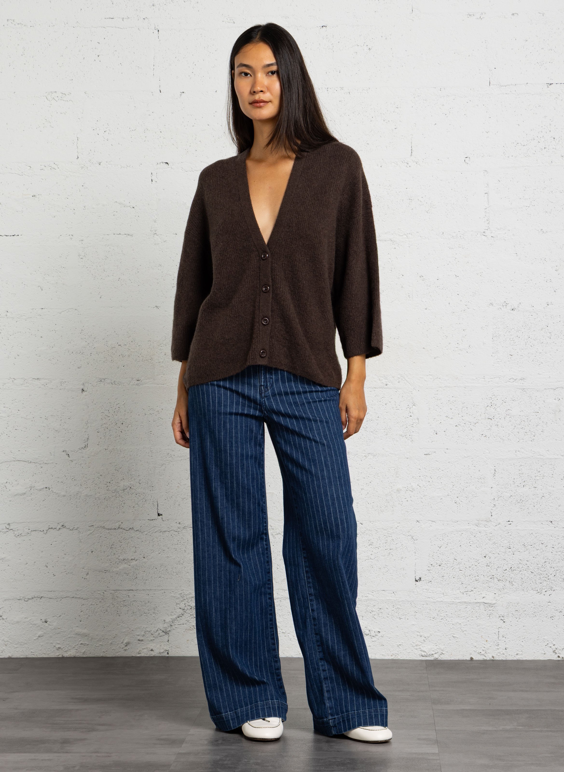 Gestreifte Straight Cut Jeans aus Baumwoll-Mix MAISON 123 Blau