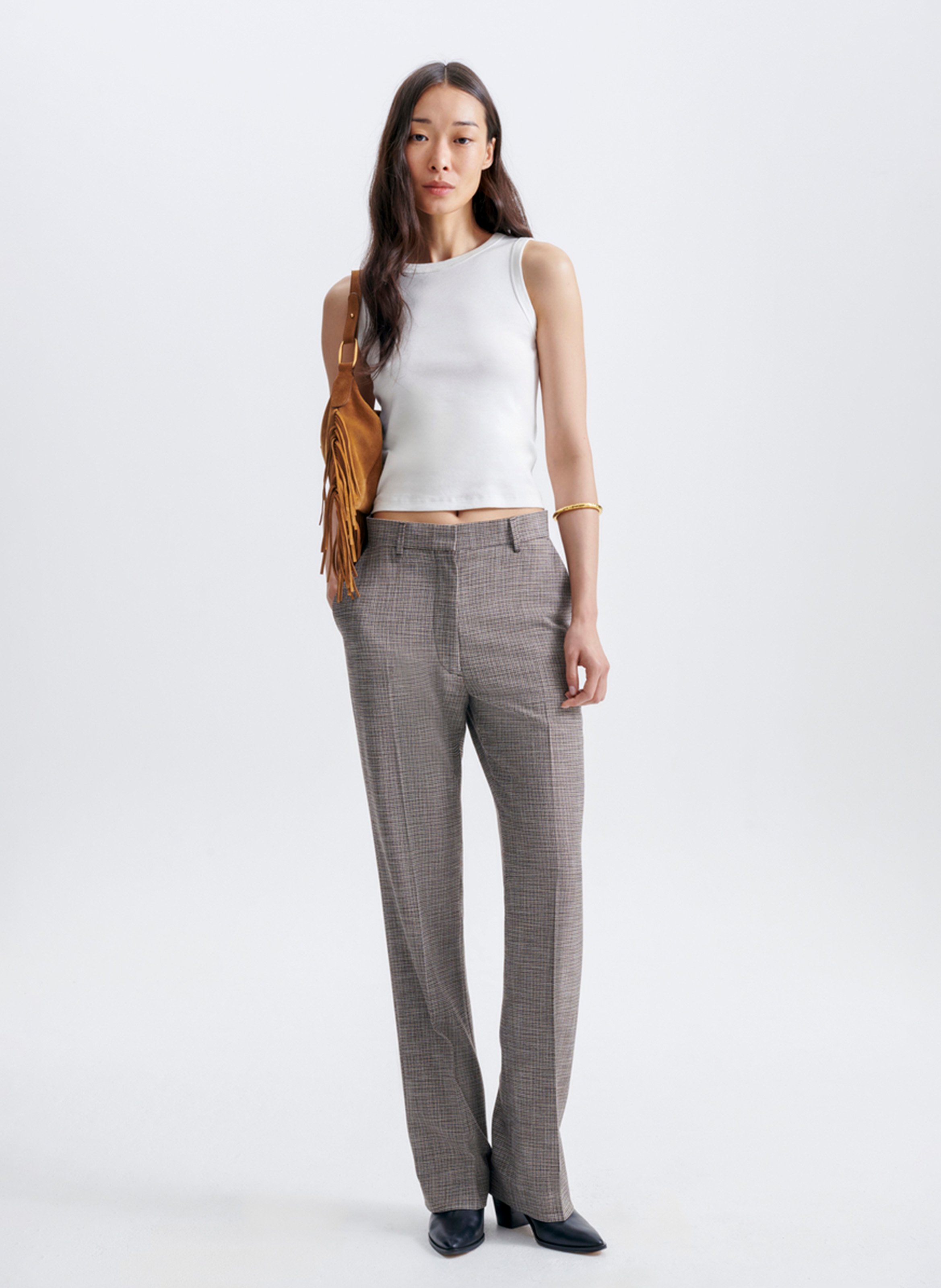 Straight tailored pants with patterns VANESSA BRUNO Brown