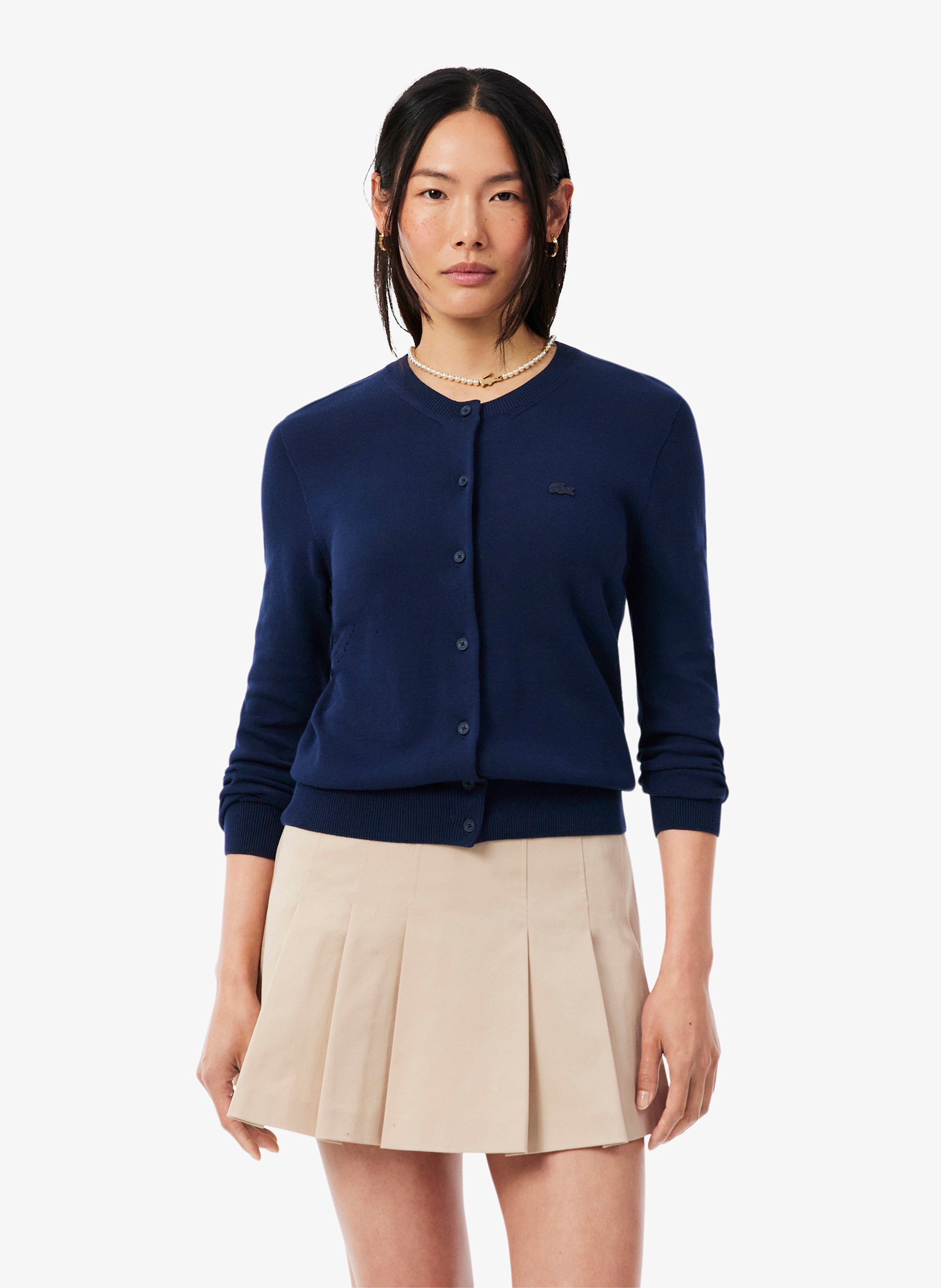 Gerader V-Ausschnitt Cardigan aus Baumwolle LACOSTE