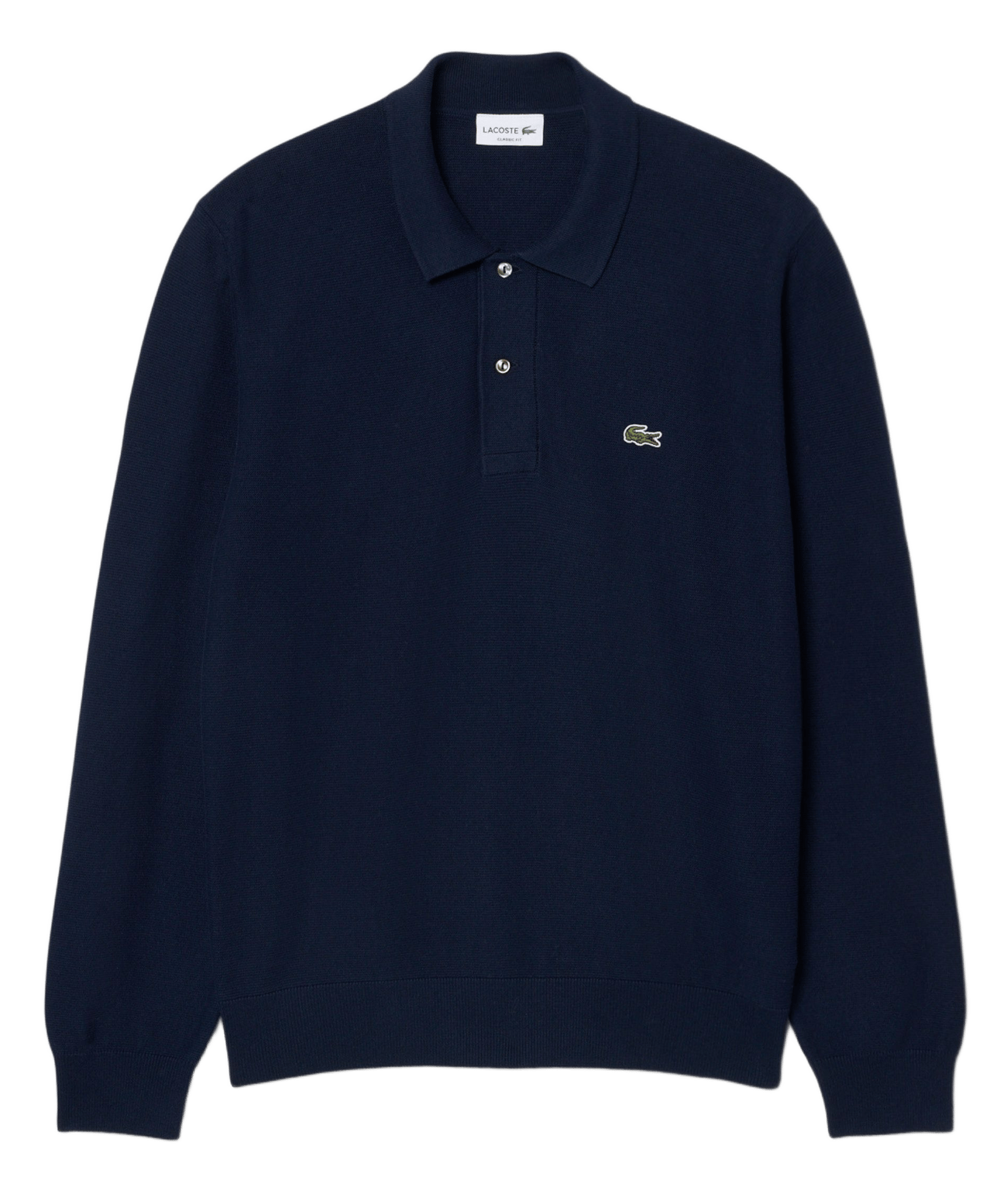Straight fit long-sleeved cotton polo LACOSTE Blue